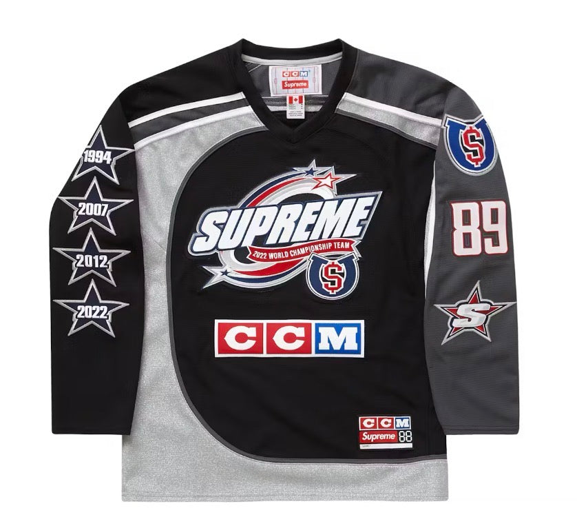 Size XL Supreme x CCM All Stars Hockey Jersey “Black” Brand New