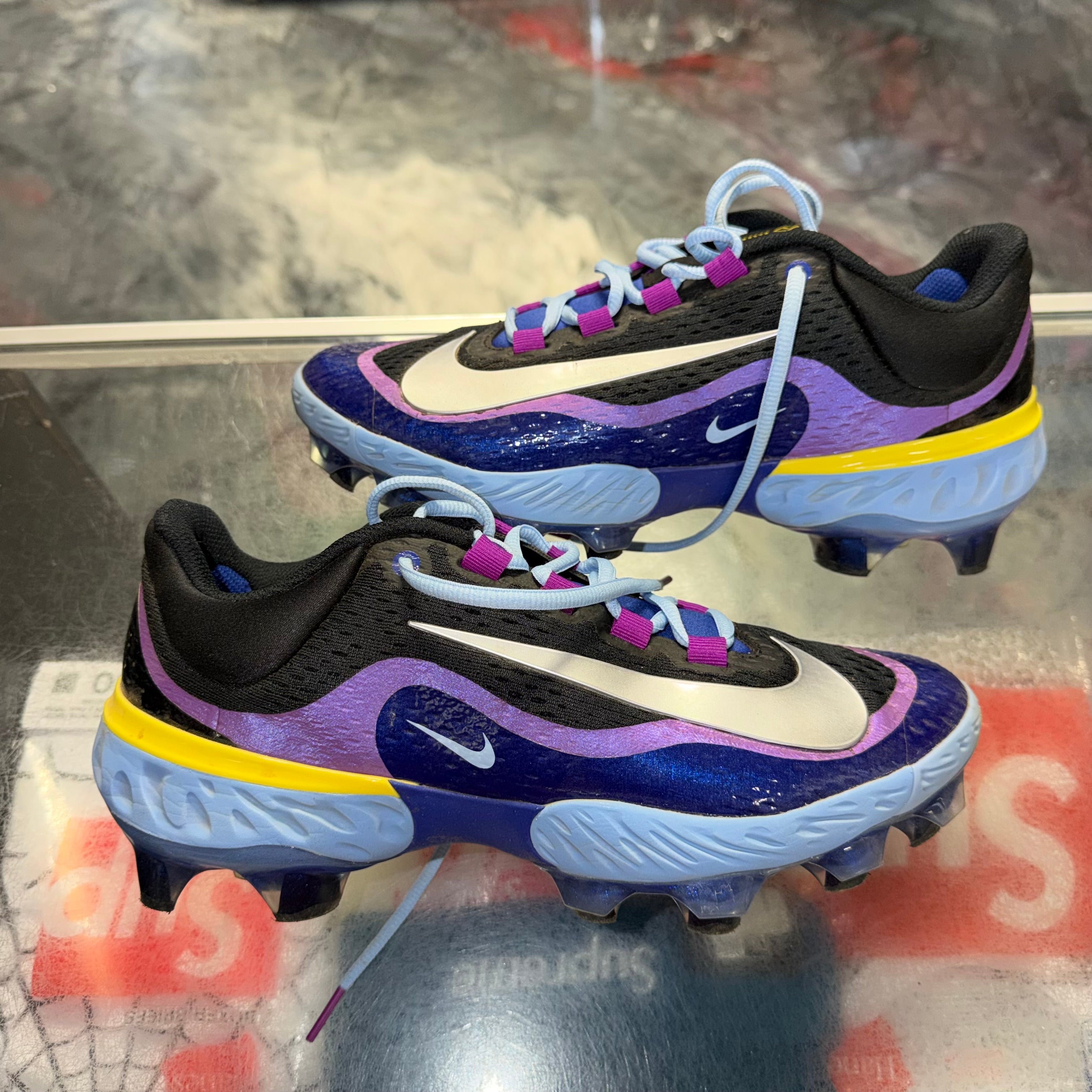 Size 9.5 Nike Alpha Huarache Elite 4 Low MCS Cleat Deep Night Black Blue