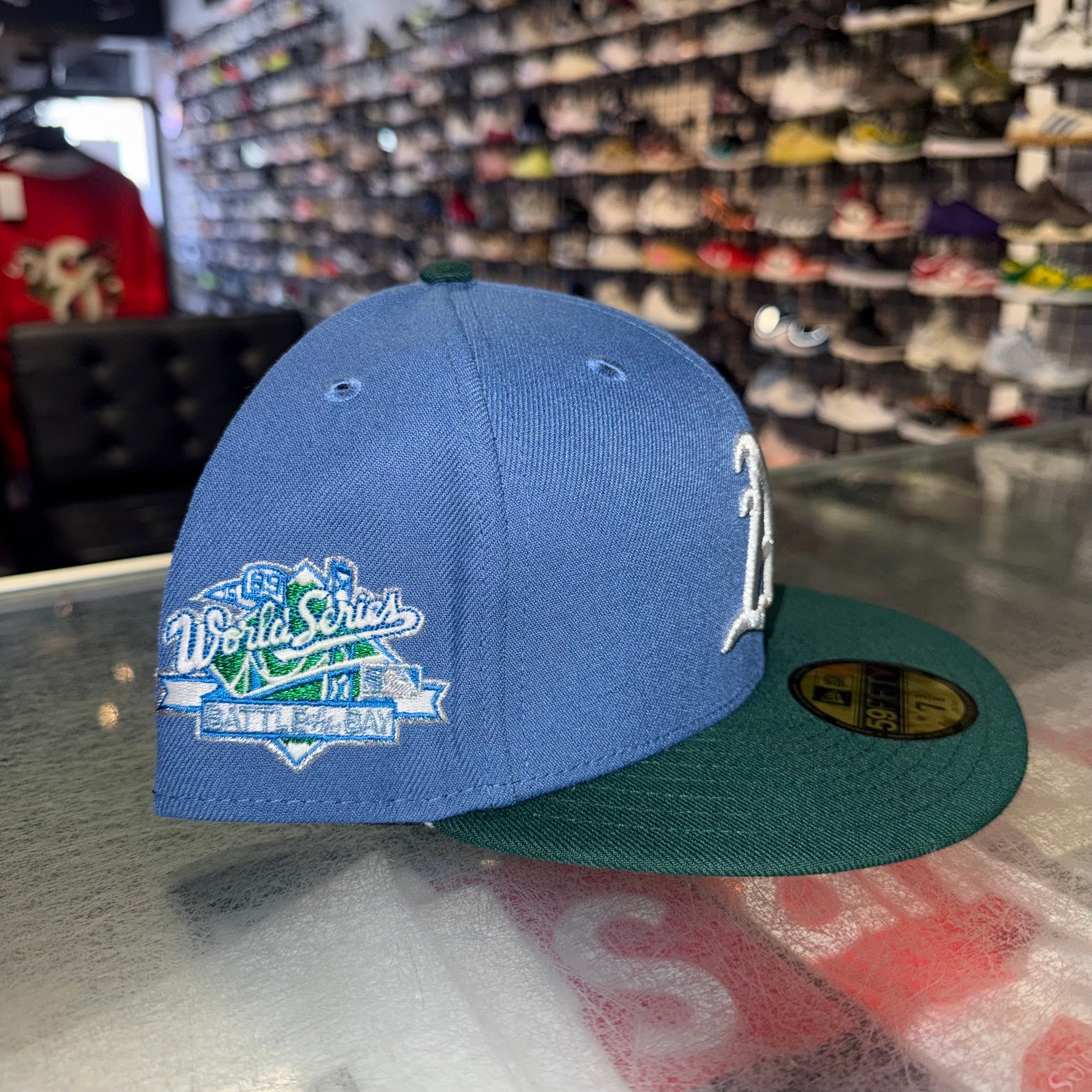 Size 7 3/8 New Era Fitted Hat “A’s Blue/Green” Brand New