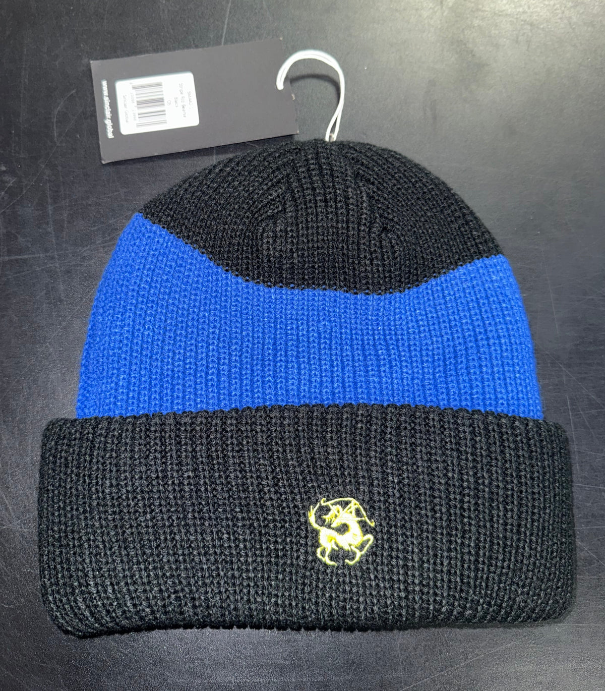 Size OS Sinclair Global Ribbed Beanie “Black/Blue” Brand New
