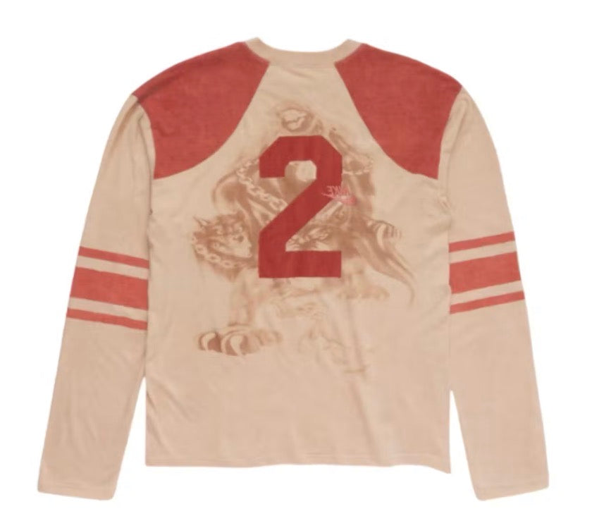 Size XXL Travis Scott Cactus Jack x Nike Reaper Football LS Tee “Red/Cream” Brand New