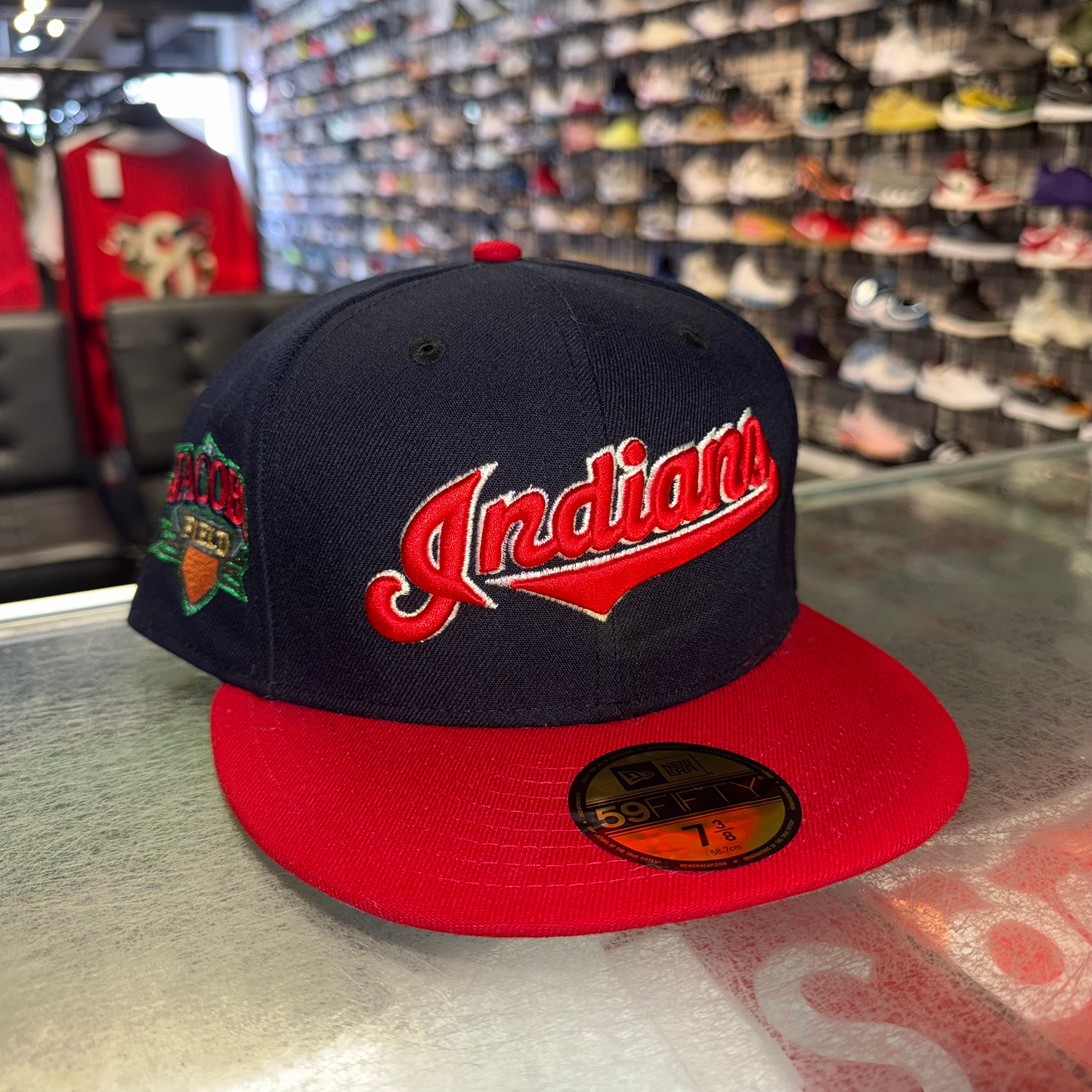 Size 7 3/8 New Era Fitted Hat “Indians Jacob’s Field” Brand New