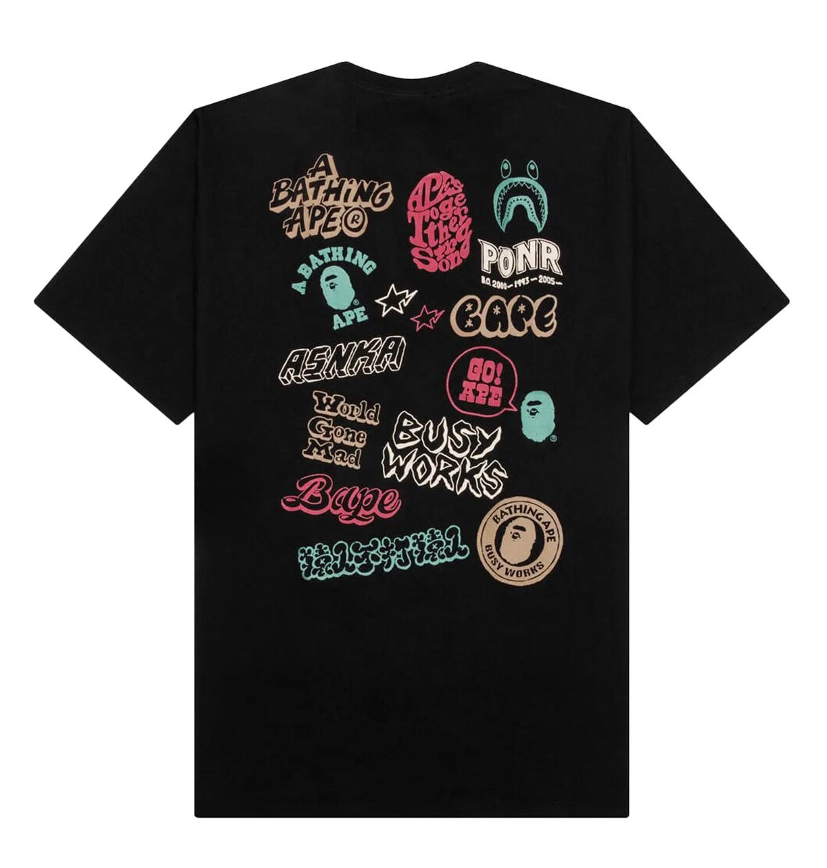 Size XXL Bape Colors Graffiti Tee “Black” Worn 1x