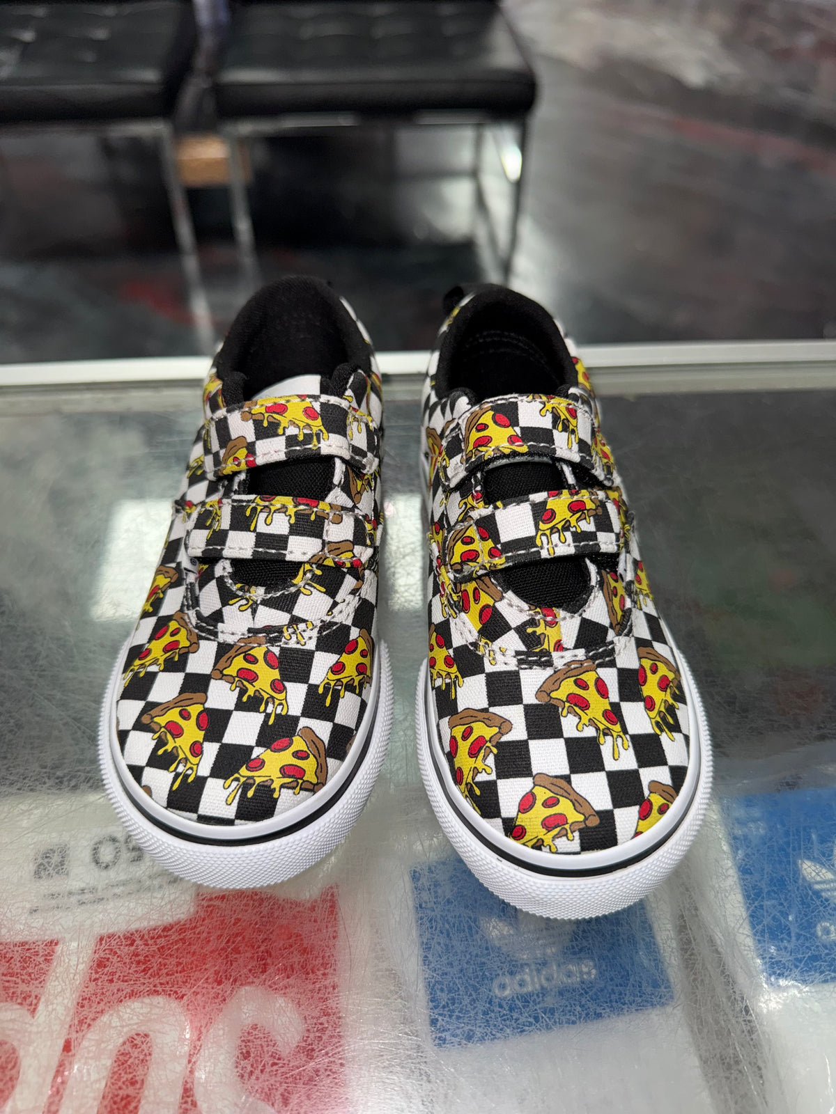 Size 8c Vans Velcro Low “Pizza” Brand New (TD)