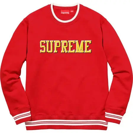 Size L Supreme Felt Shadow Crewneck (FW17) “Red”