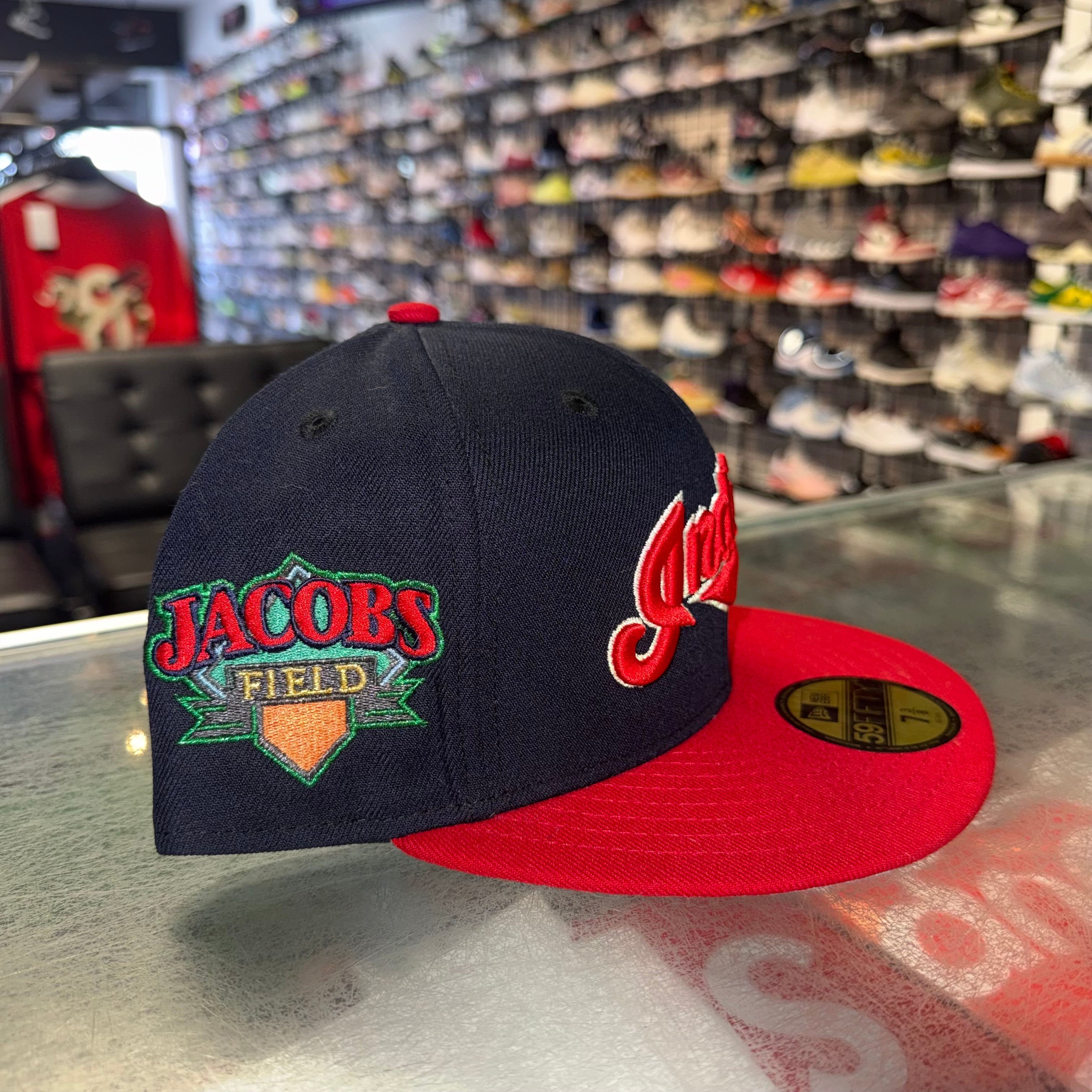 Size 7 3/8 New Era Fitted Hat “Indians Jacob’s Field” Brand New