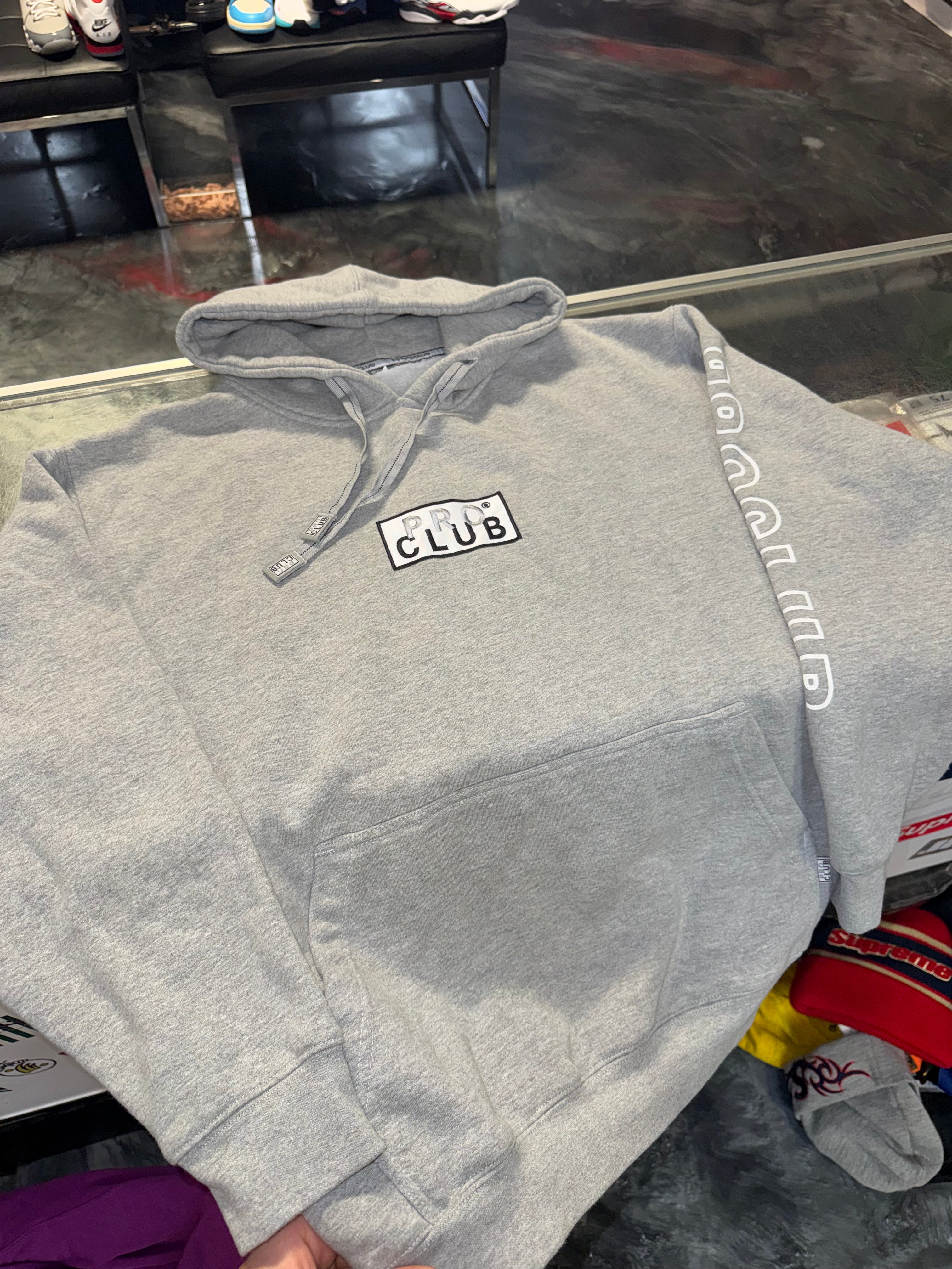 Large Pro Club Hoodie Grey