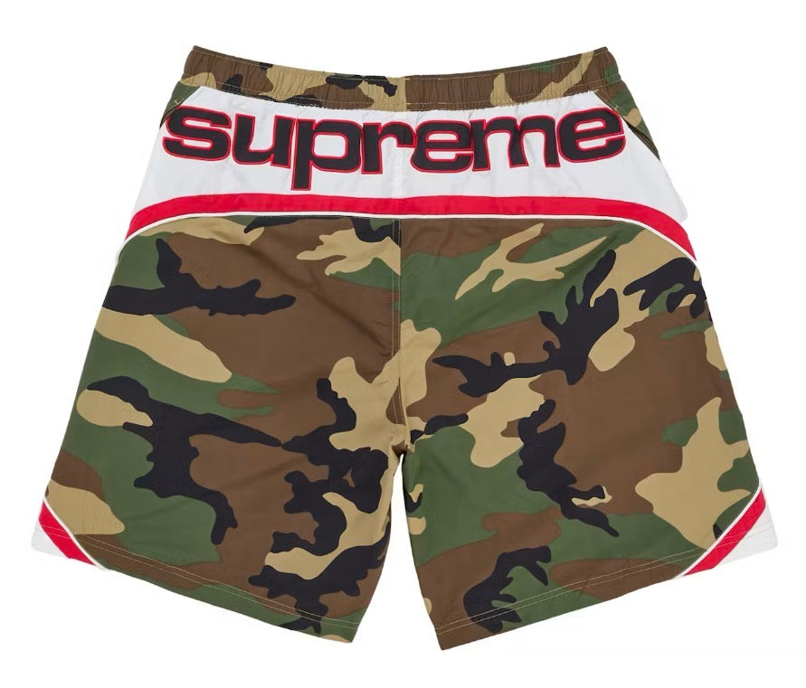 Size L Supreme Paneled Nylon Shorts “Camo/Red” Brand New