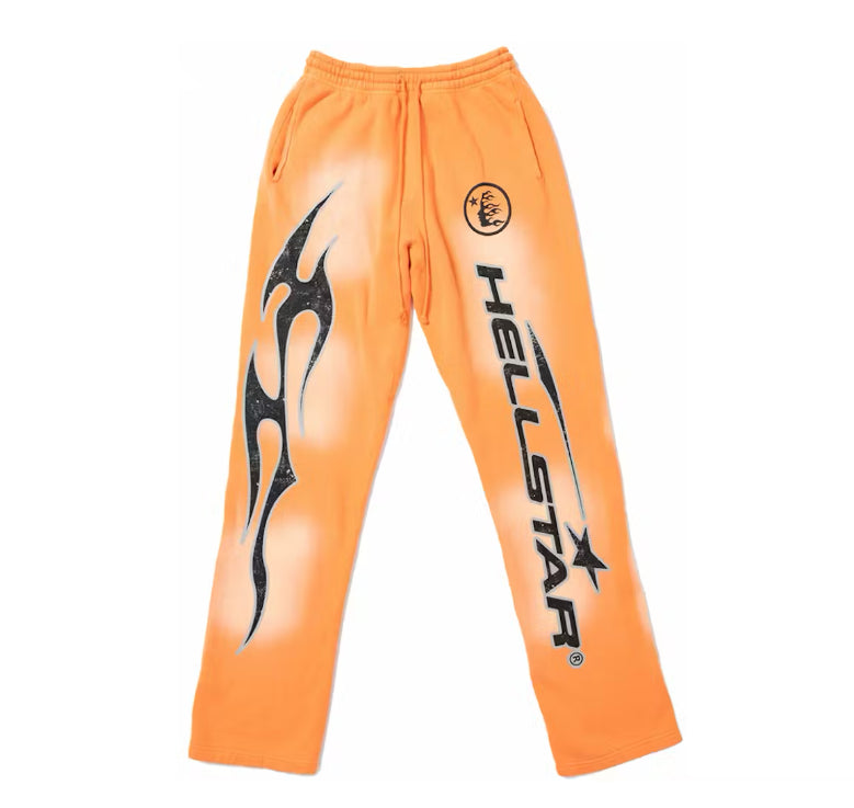 Size M Hellstar Flare Sweatpants “Fire Orange”