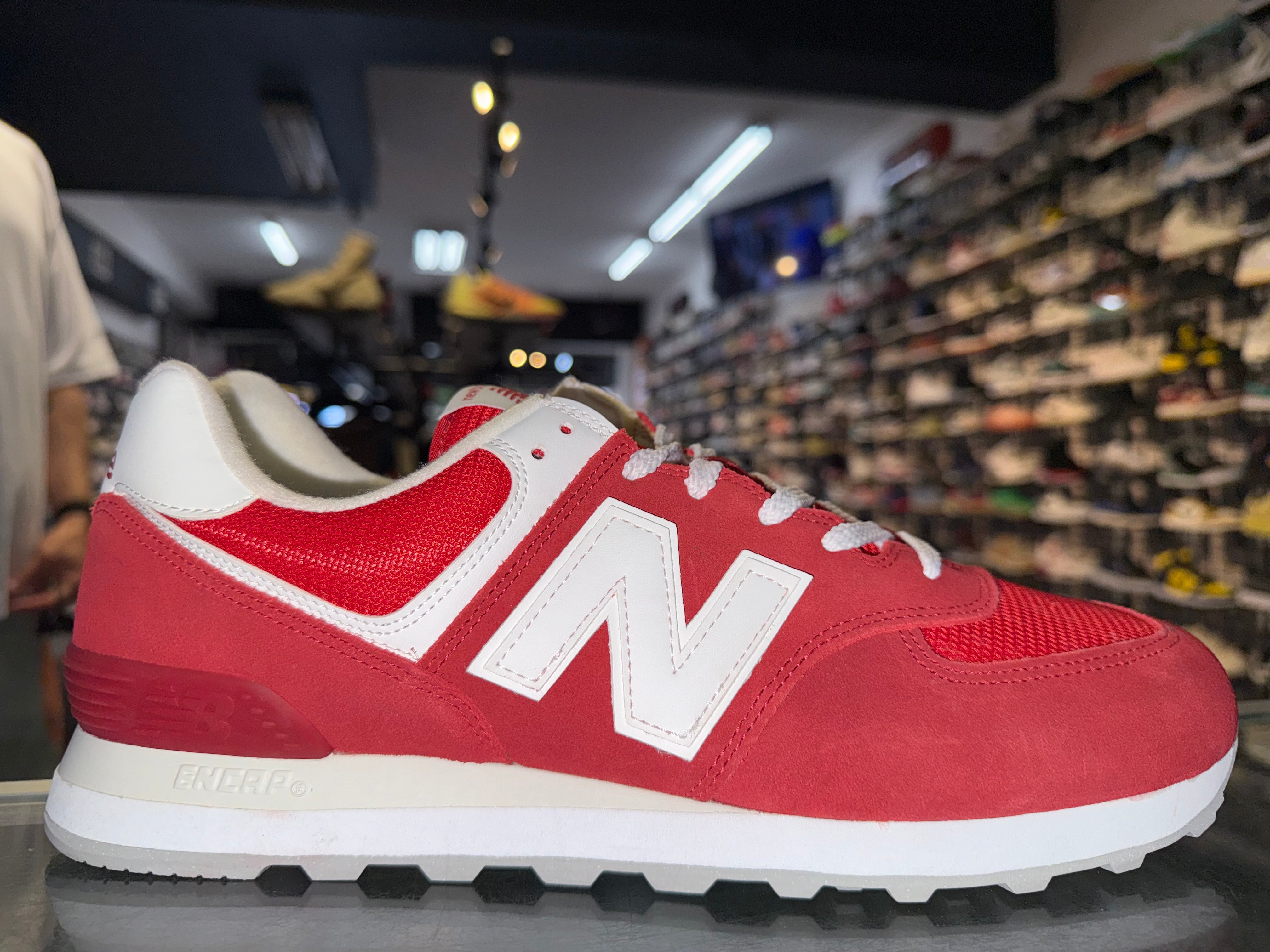 Size 12 New Balance 574 “White/Red” Brand New