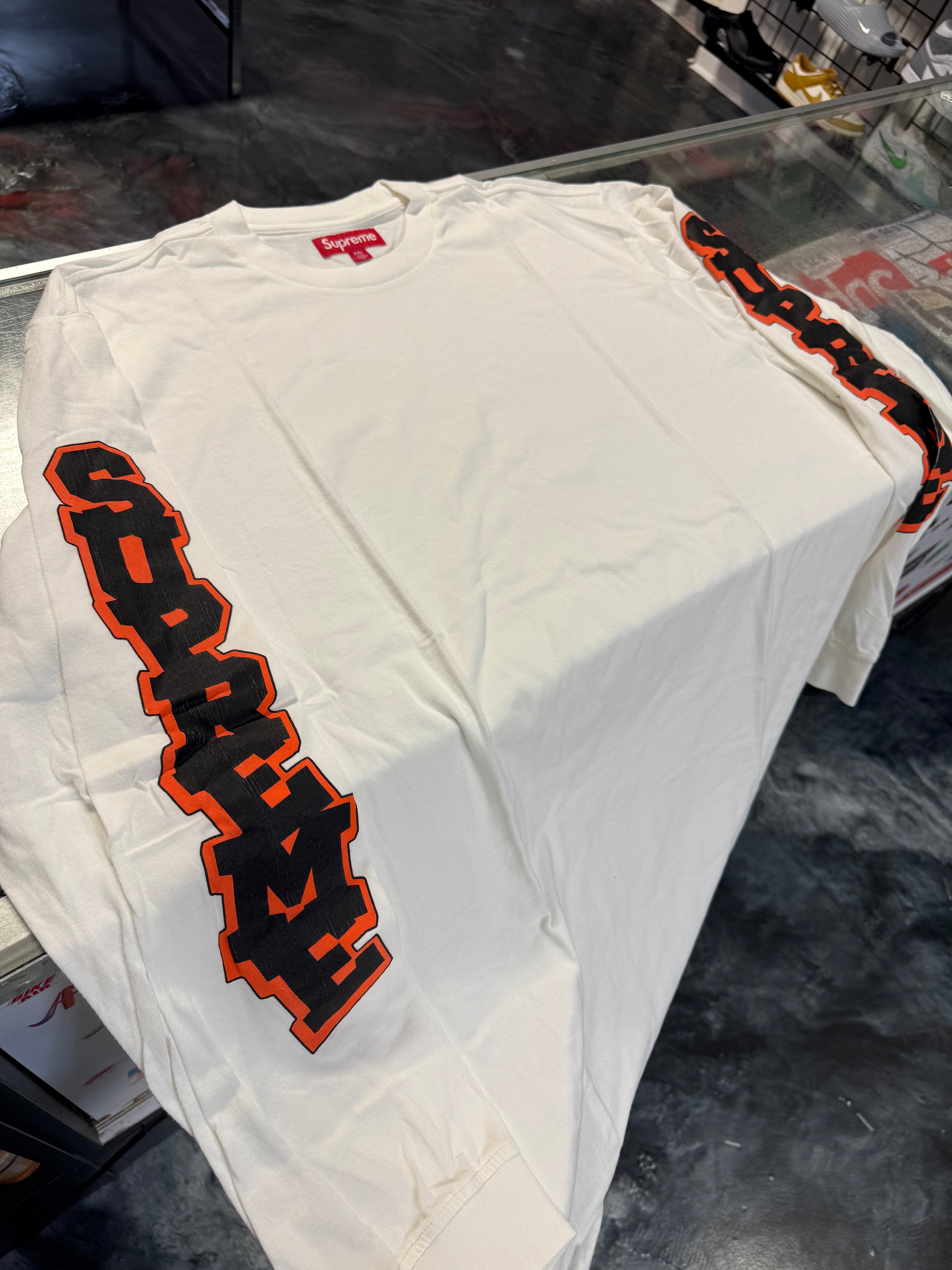 Size XXL Supreme Stacked Logo Long Sleeve “Off White” Brand New