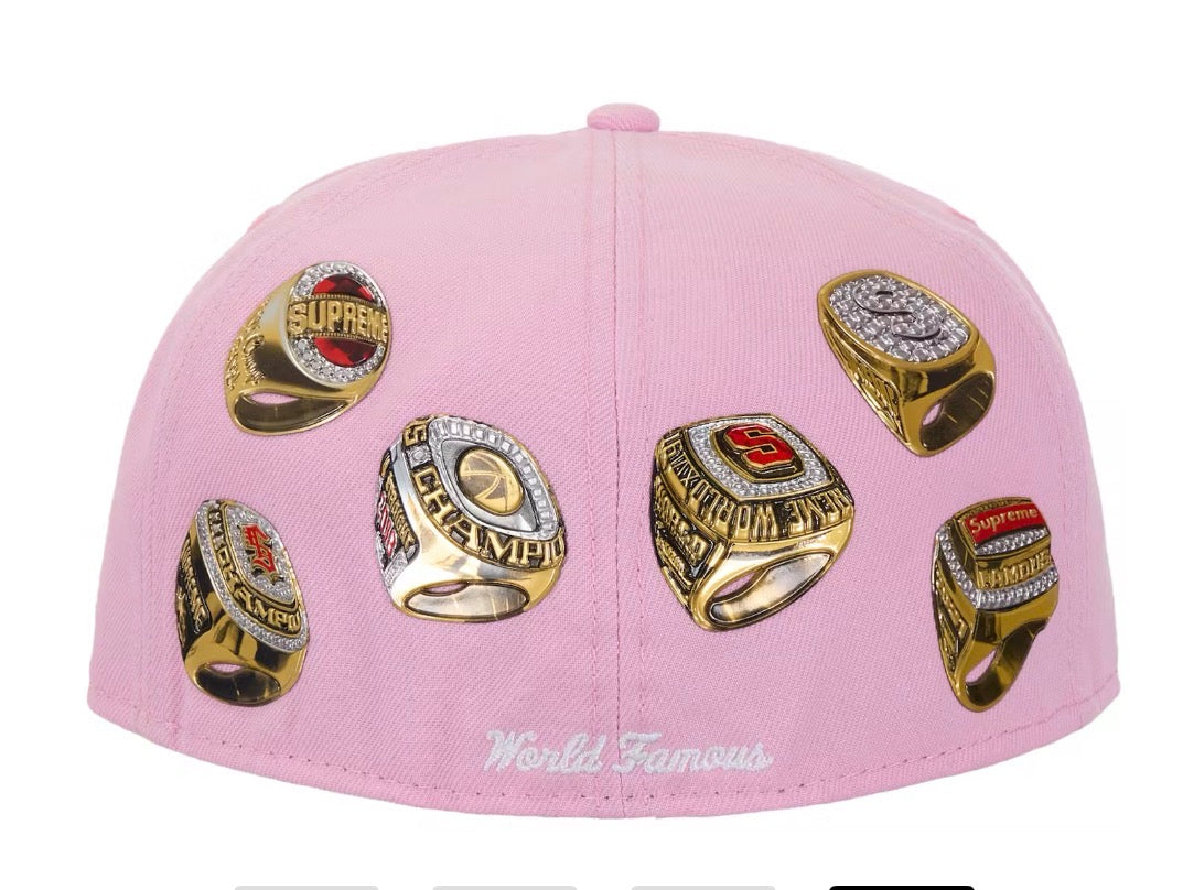 Size 7 5/8 Supreme New Era Rings Fitted Hat “Pink” Brand New