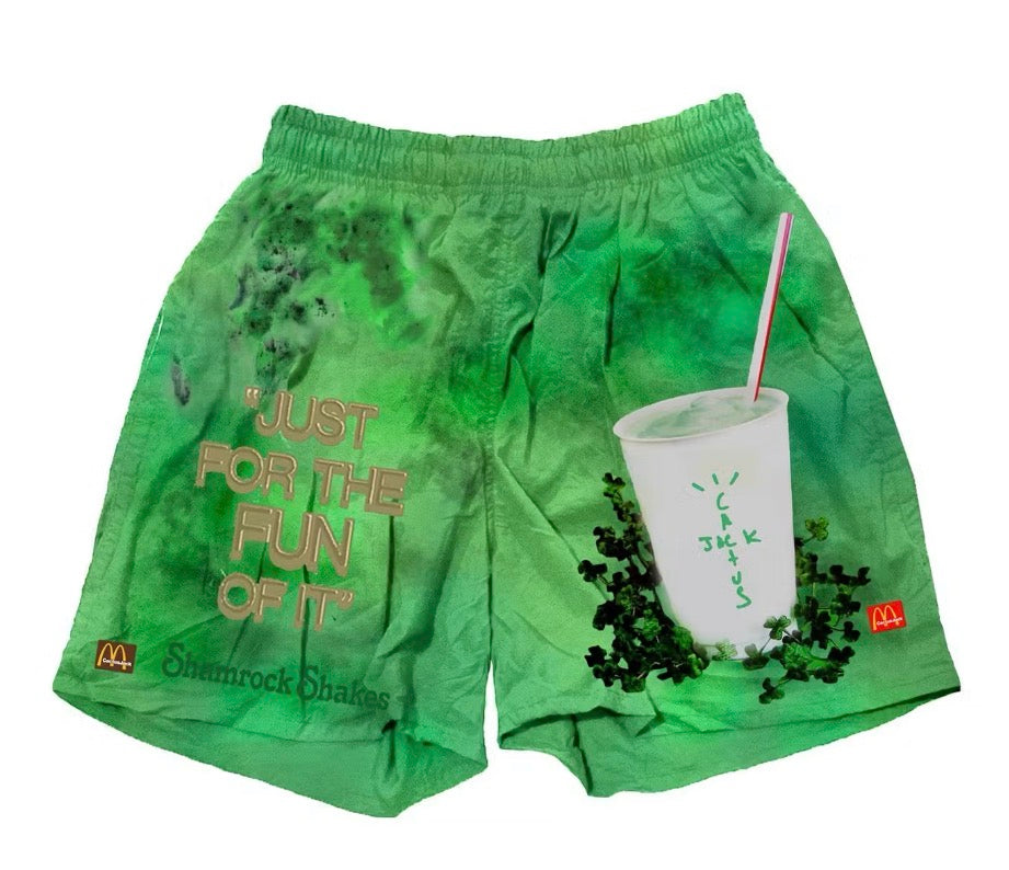 Size S (Fits M) Travis Scott x McDonald’s Shorts “Shamrock Shake” Brand New