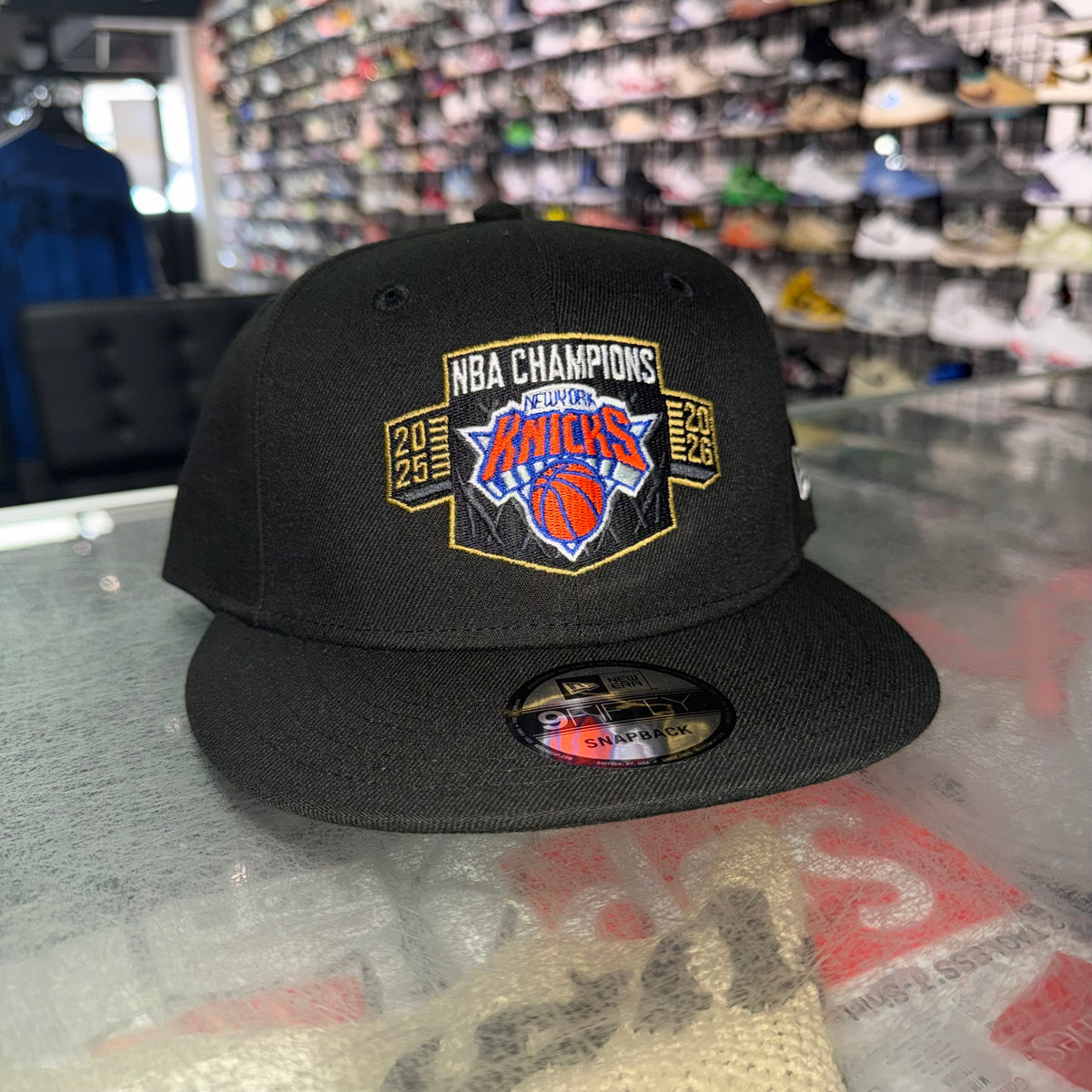 Size OS New Era SnapBack Hat Knicks Championship “Black” Brand New