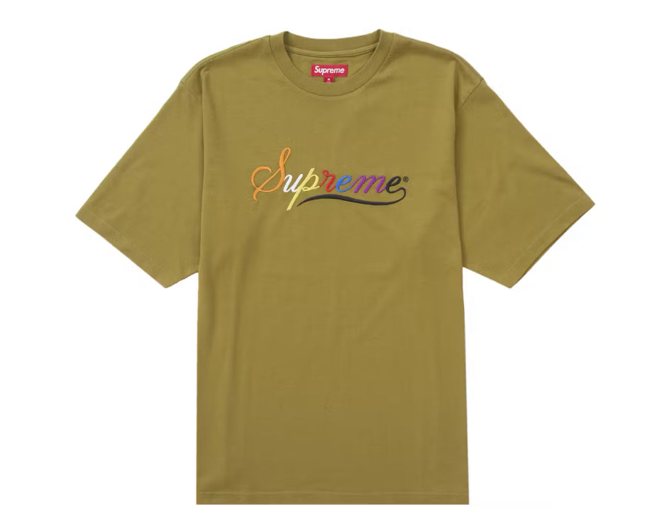 Size XL Supreme Cursive Tee “Olive” Brand New