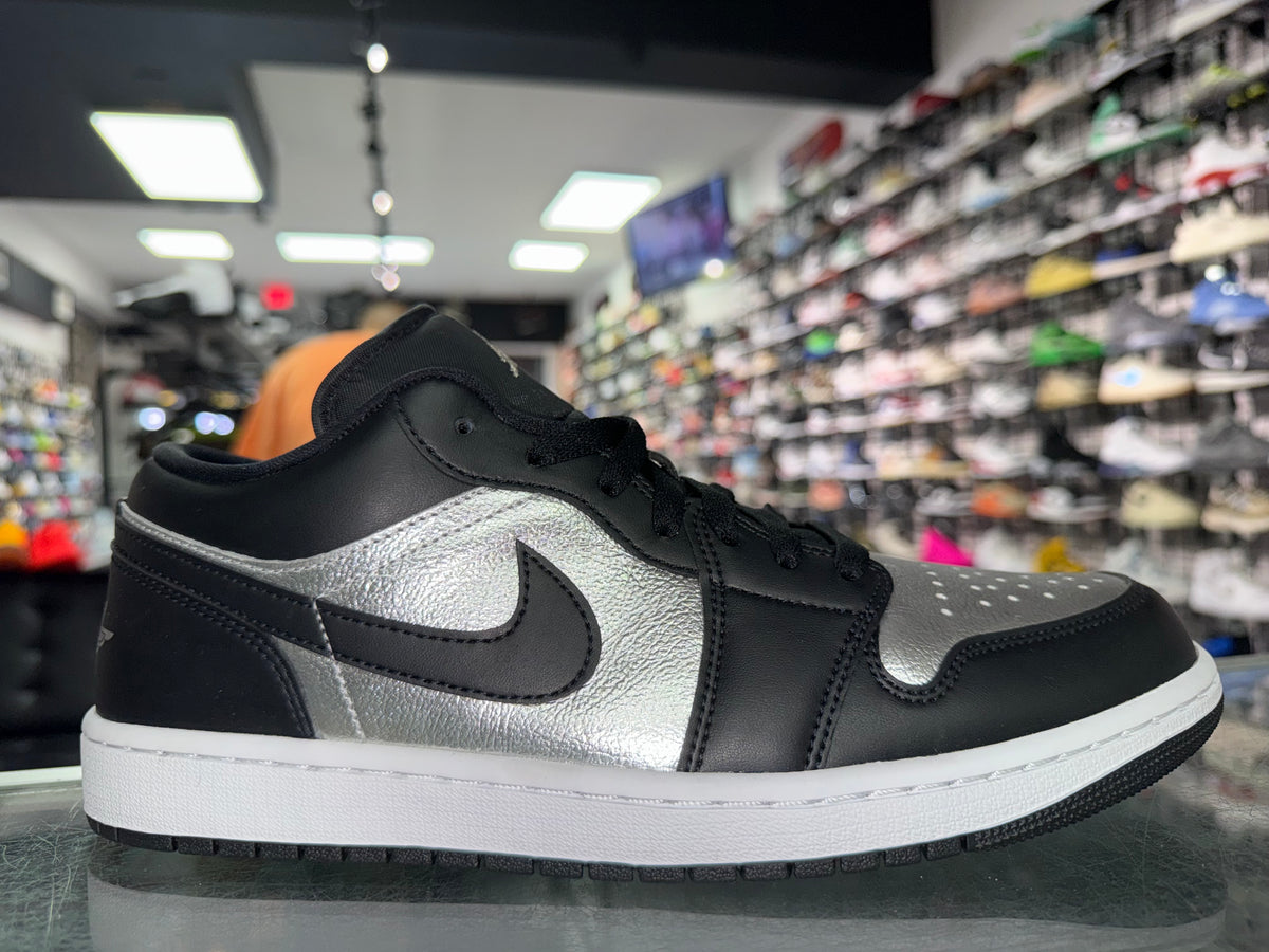 Size 10.5 (12W) Air Jordan 1 Low "Black Metallic Silver" Brand New