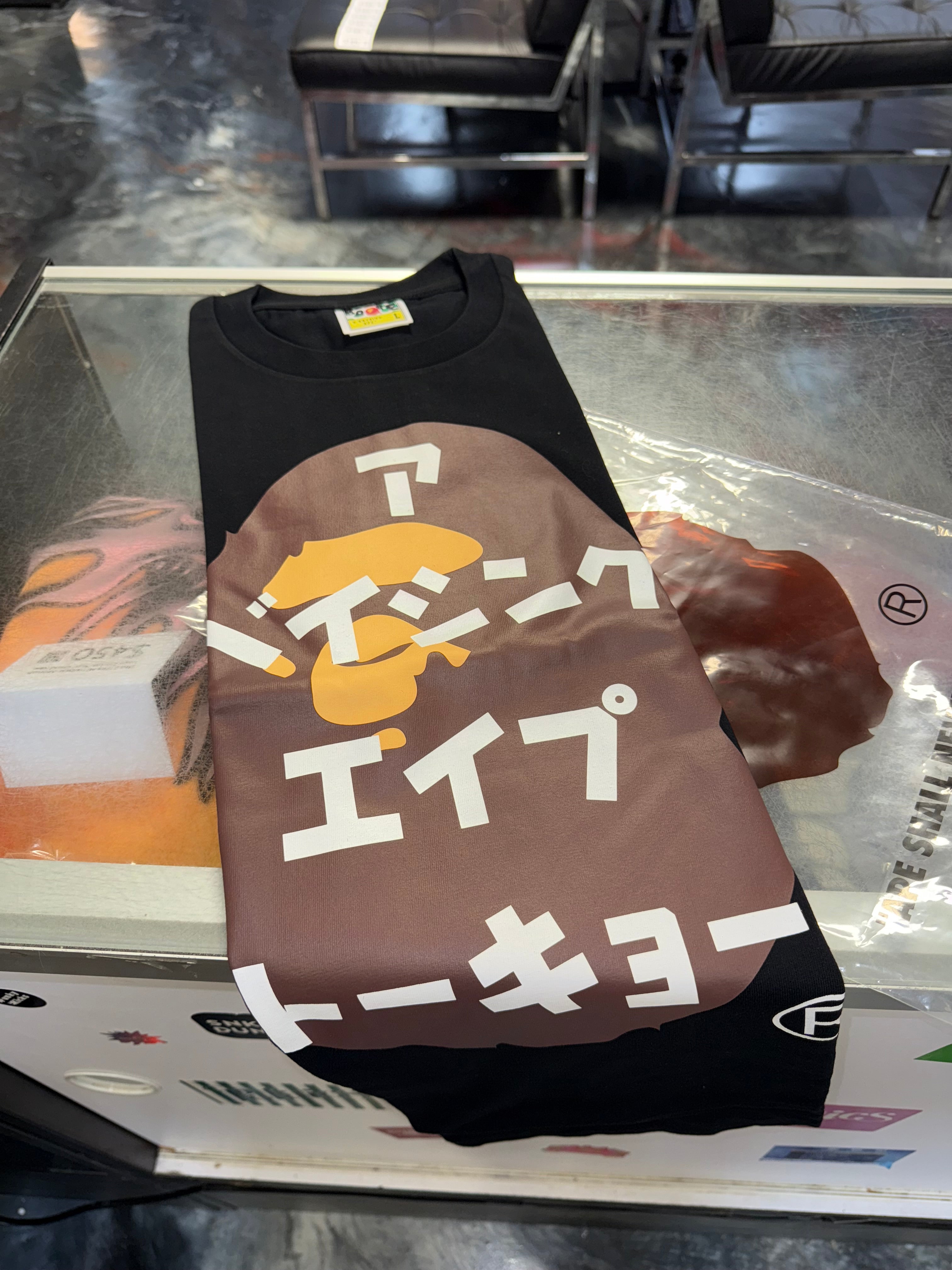 Size L Bape Tokyo Ape Tee "Black Brown" Brand New