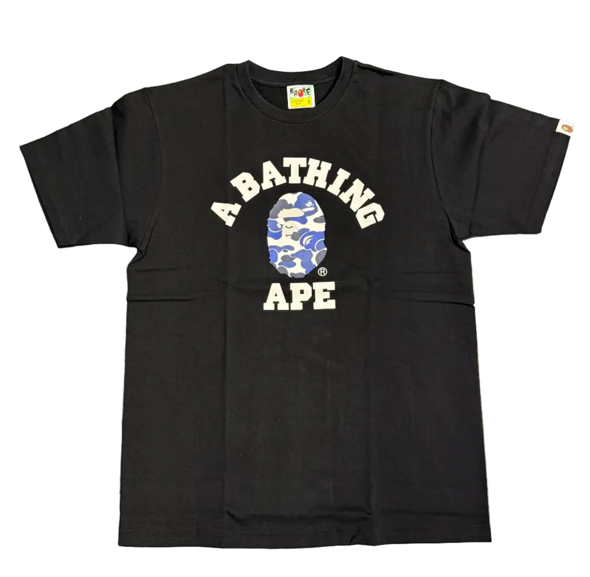 Size M Bape Japan Camo College Tee “Black/Blue” Brand New