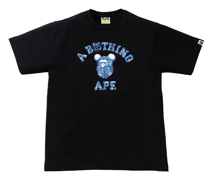 Size M Bape x Bearbrick Camo College Tee “Black” Brand New