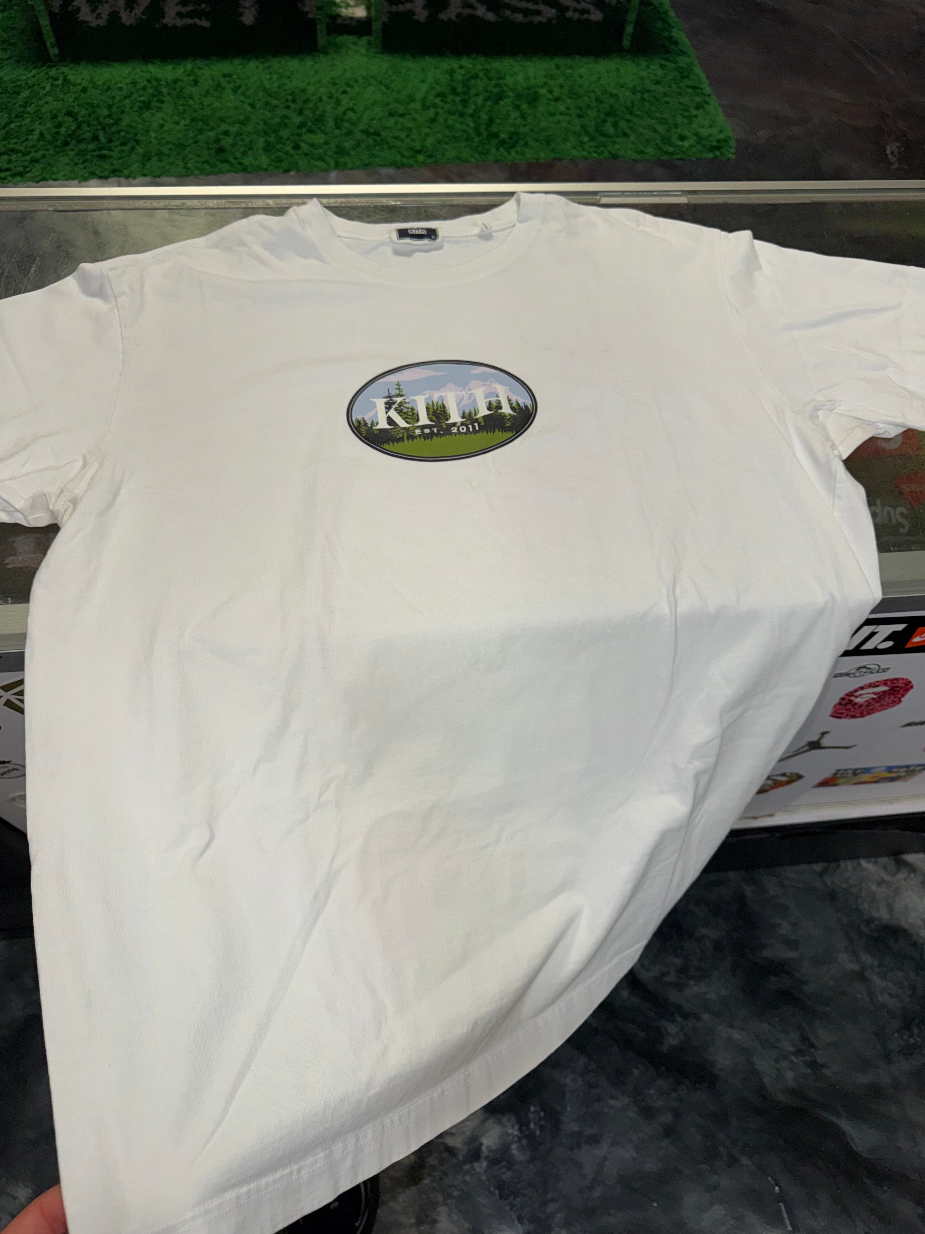 Size XL Kith Mountain Scene Tee "White"