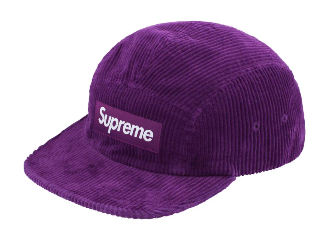 Size OS Supreme 6 Panel Camp Cap “Purple Corduroy”