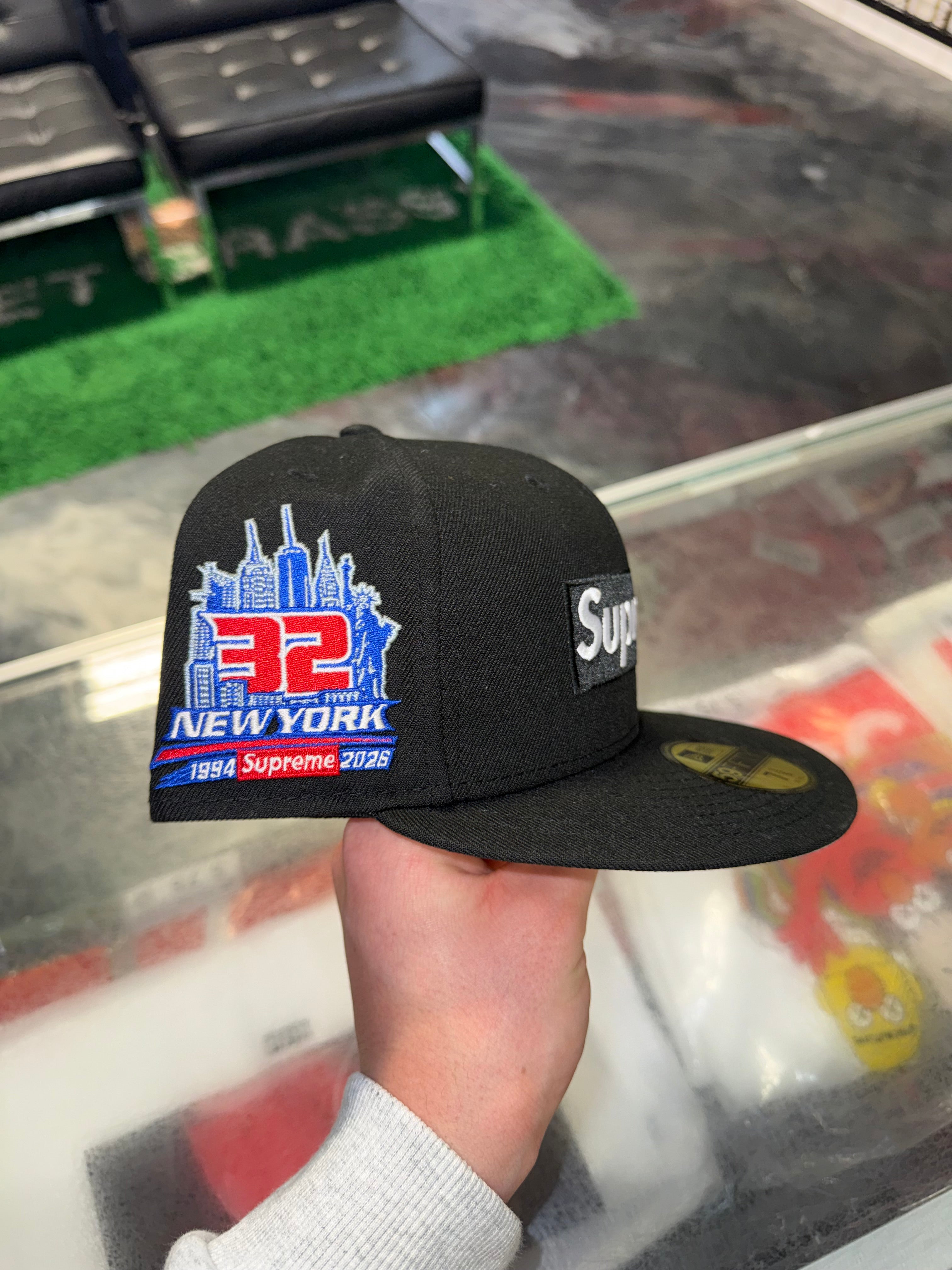 Size 7 3/8 Supreme New Era Fitted Hat “32 Years Black” Worn 1x