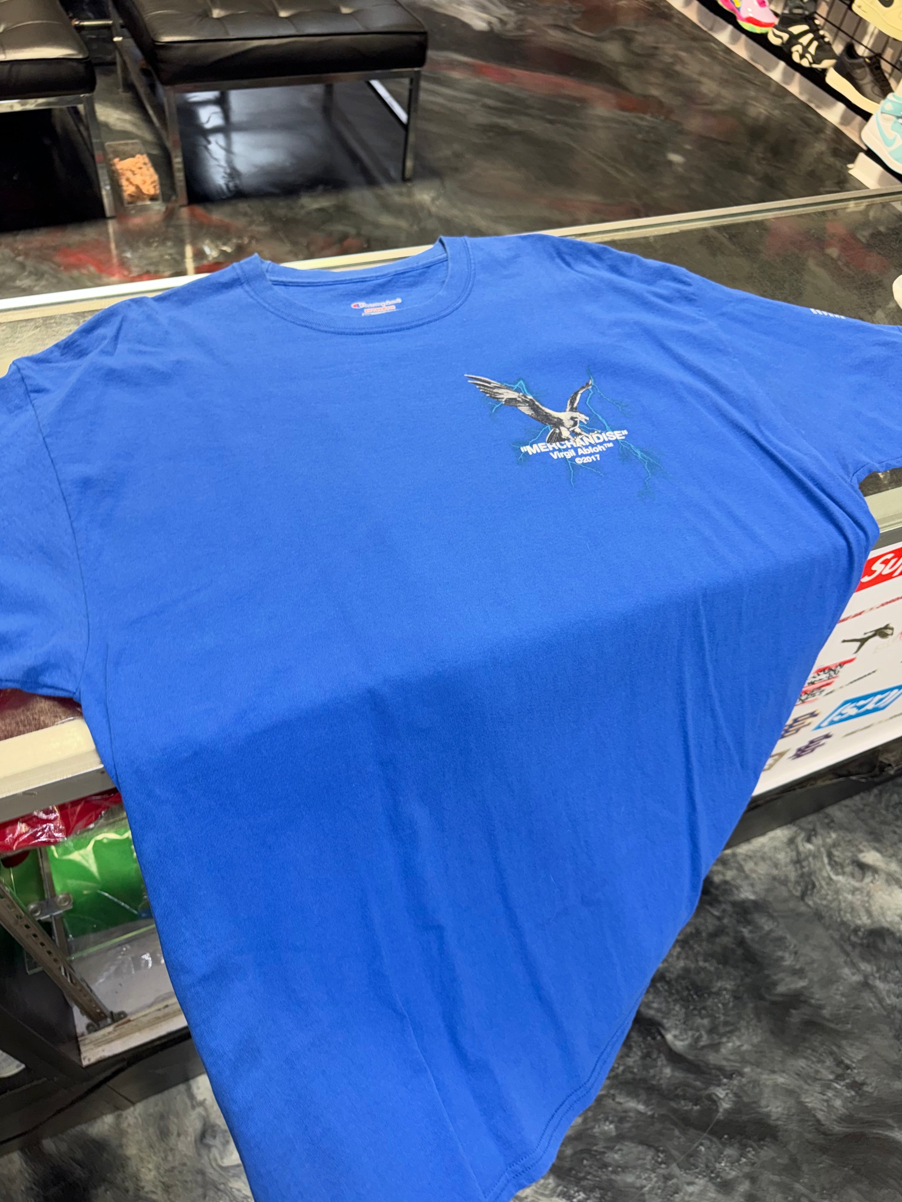 Size XXL Travis Scott x Virgil Abloh Merchandise Tee “Blue”