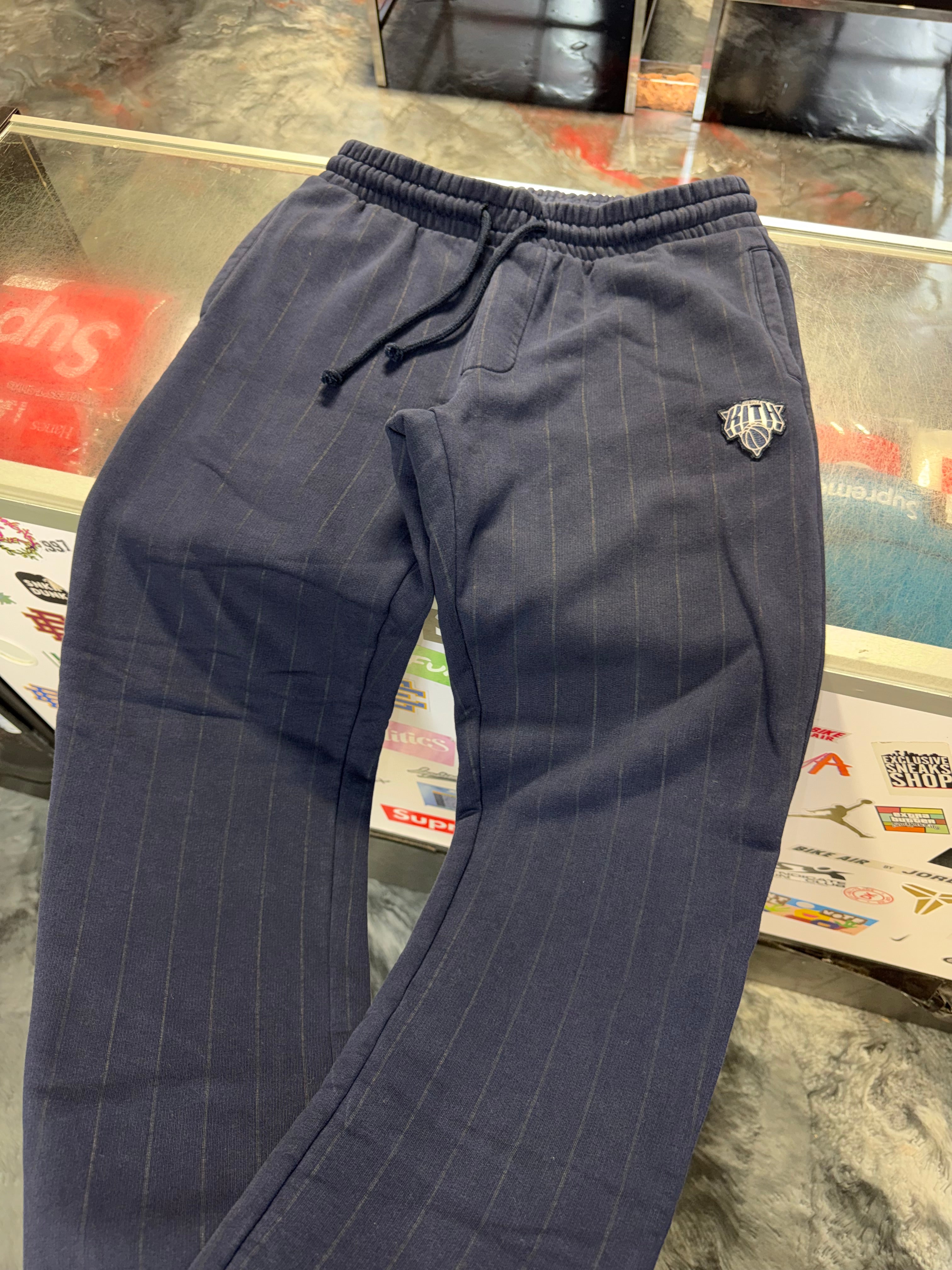 Size S Kith Knicks Pinstriped Sweatpants “Navy”