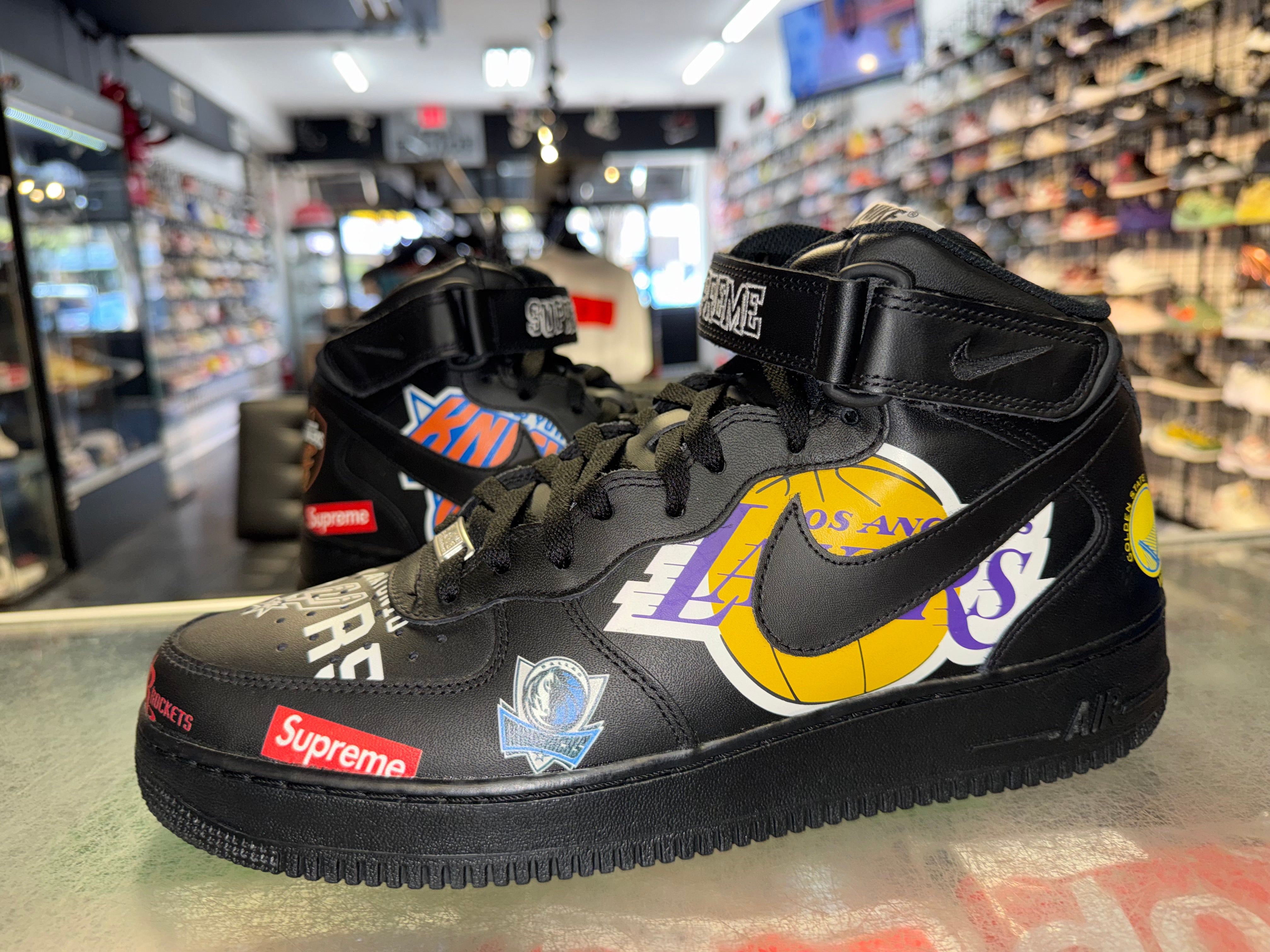 Size 12 Air Force 1 Mid Supreme “NBA Black” Brand New