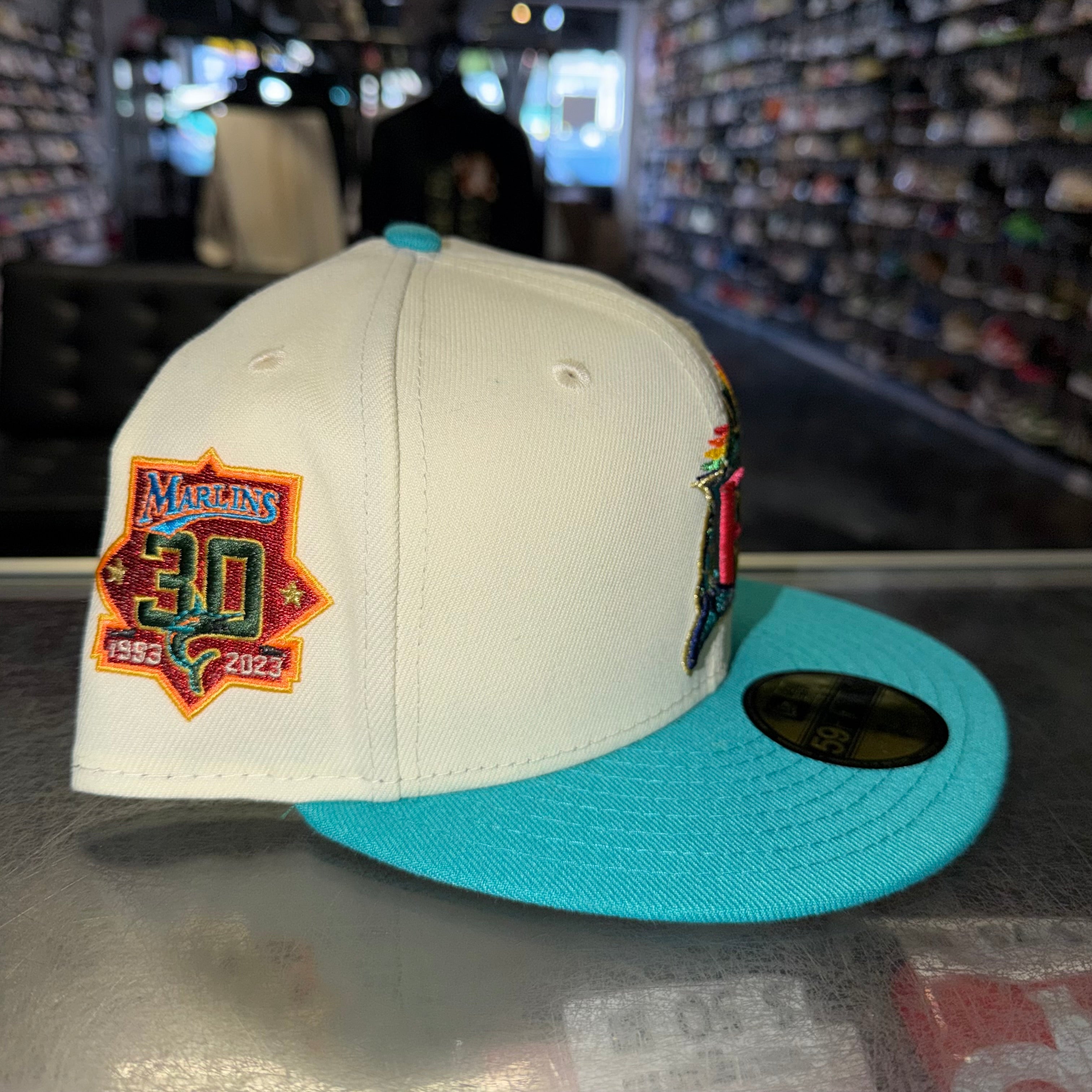 Size 7 3/4 New Era Fitted Hat "Marlins Rainbow" Brand New