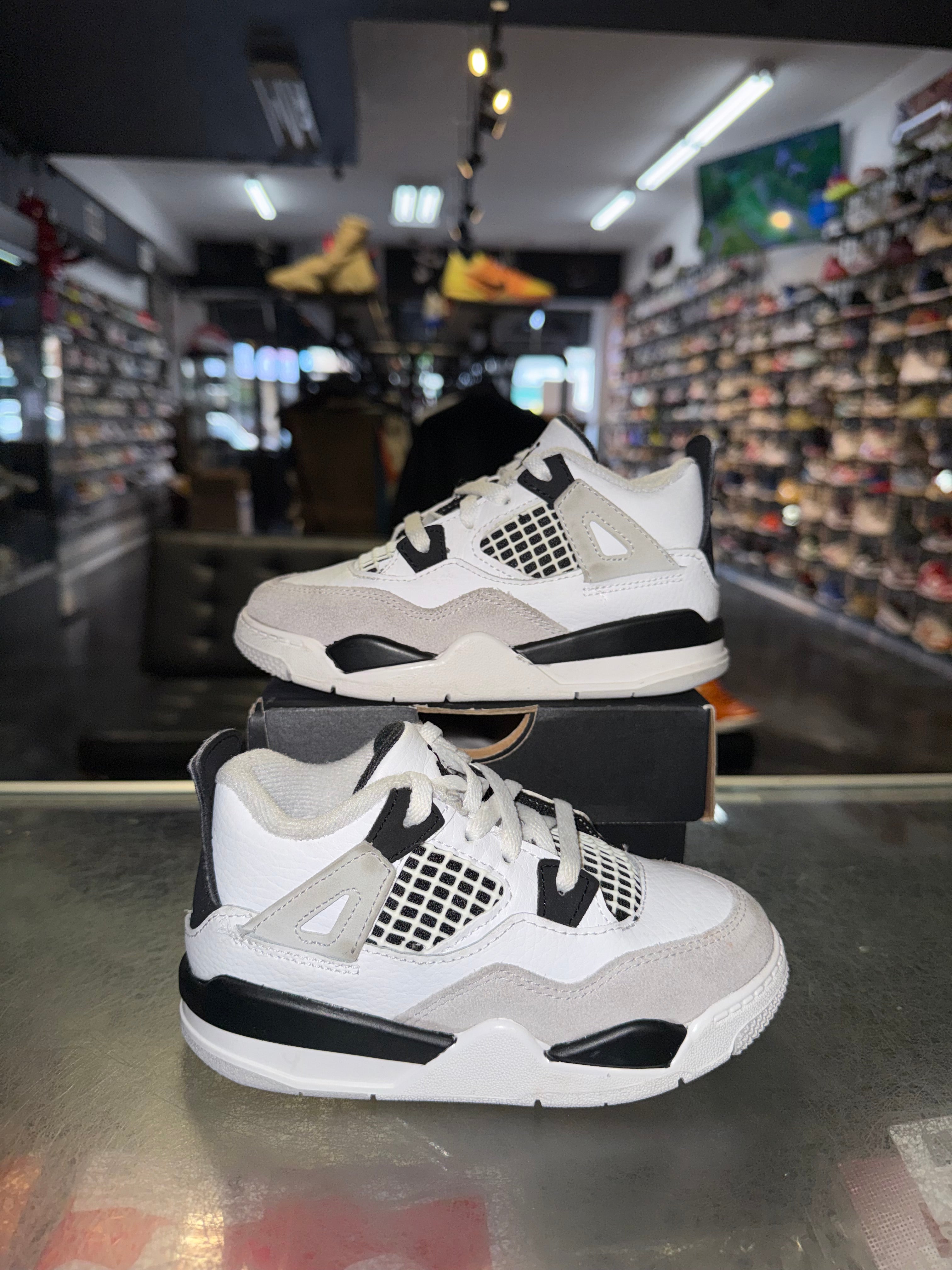 Size 9c Air Jordan 4 "Military Black" (TD)
