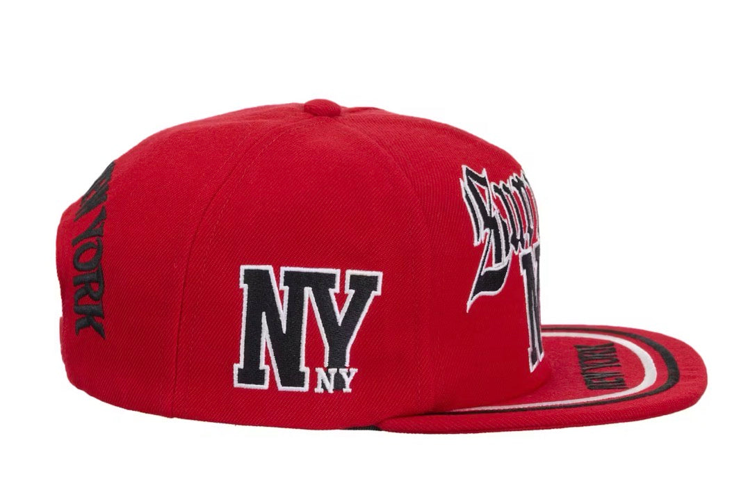 Size OS Supreme NY Big English 6-Panel Hat “Red/Black” Brand New