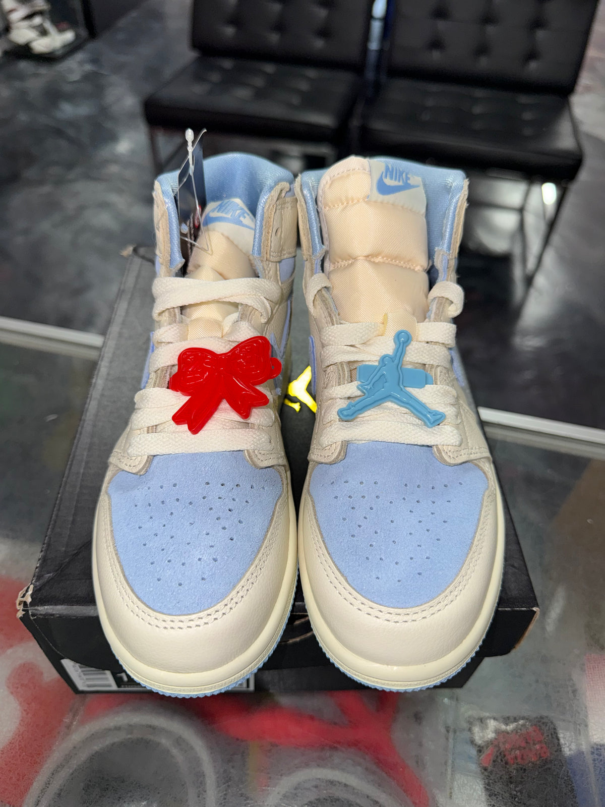 Size 1y Air Jordan 1 "Pale Ivory Psychic Blue" (PS) Brand New