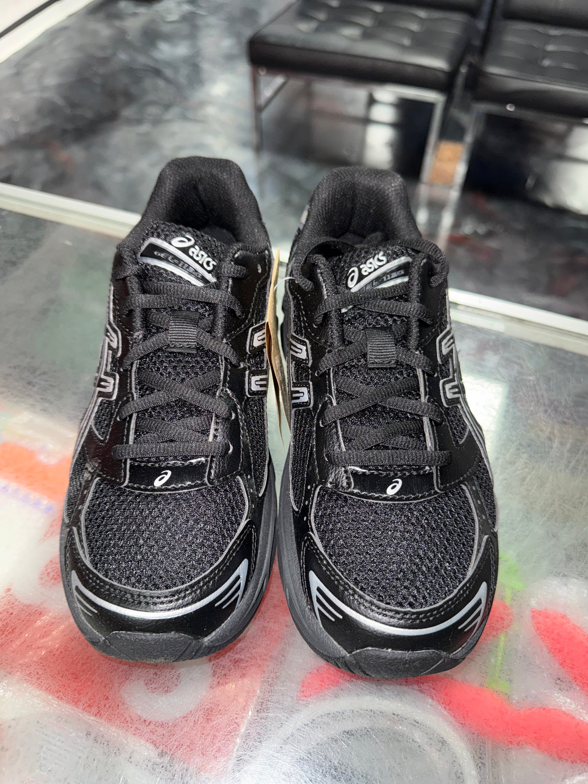 Size 4.5y Asics Gel-1130 "Black Pure Silver" Brand New