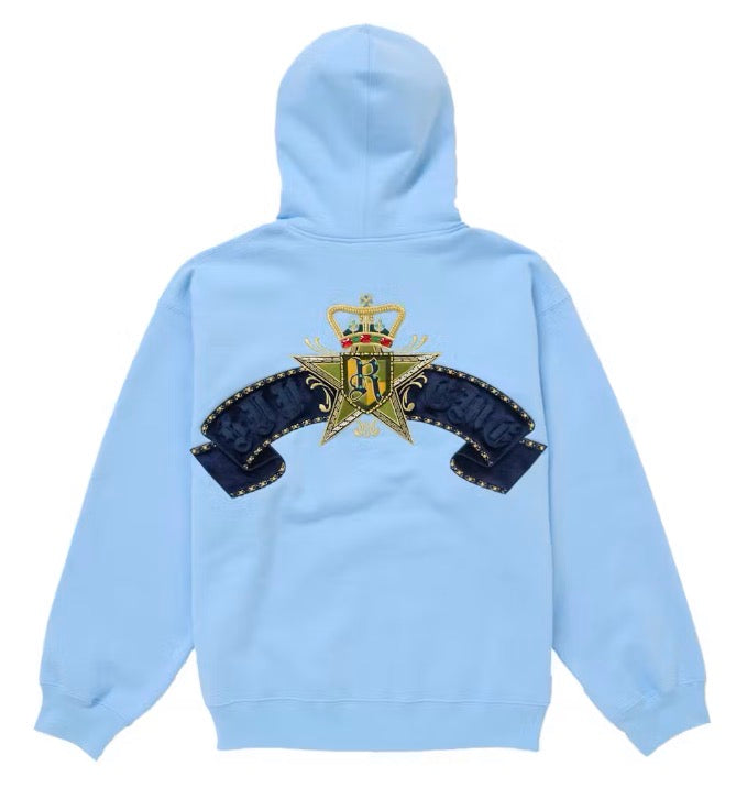 Size XL Supreme Studded Zip Up Hoodie “Light Blue”