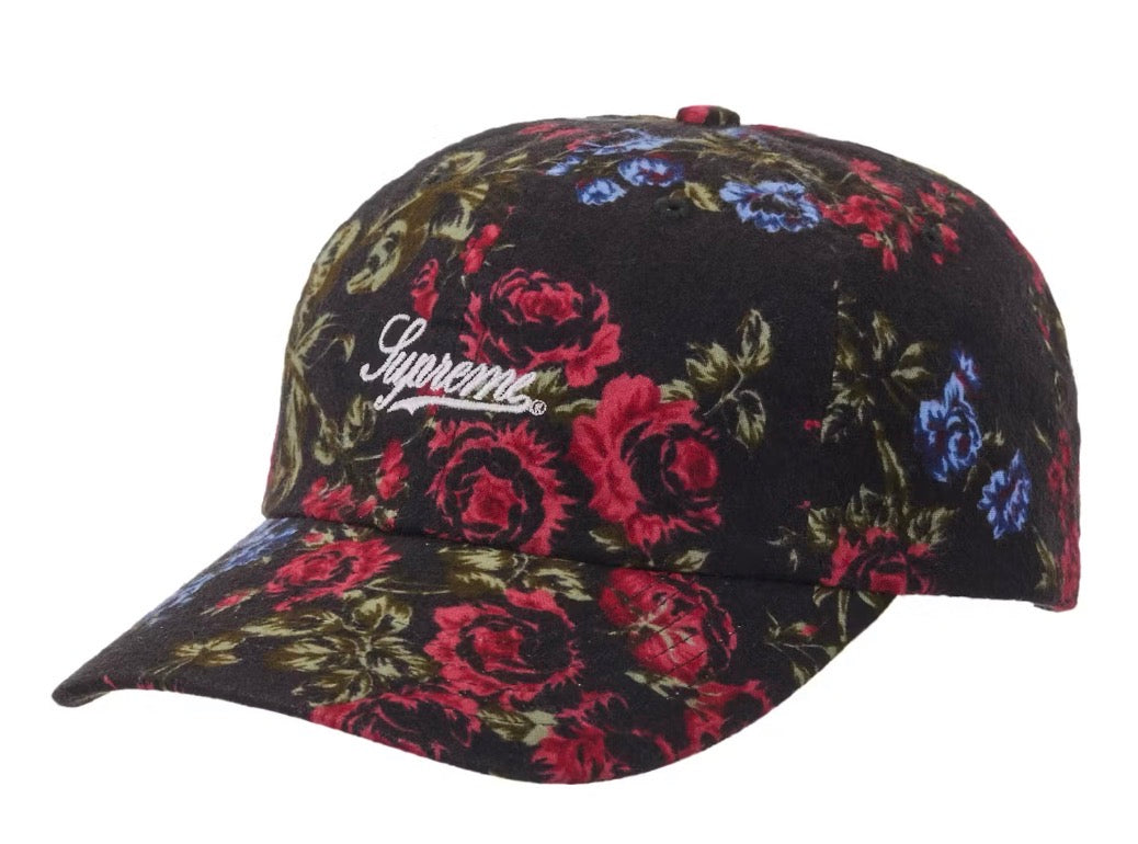 Size OS Supreme Floral Flannel 6-Panel Hat “Black” Brand New
