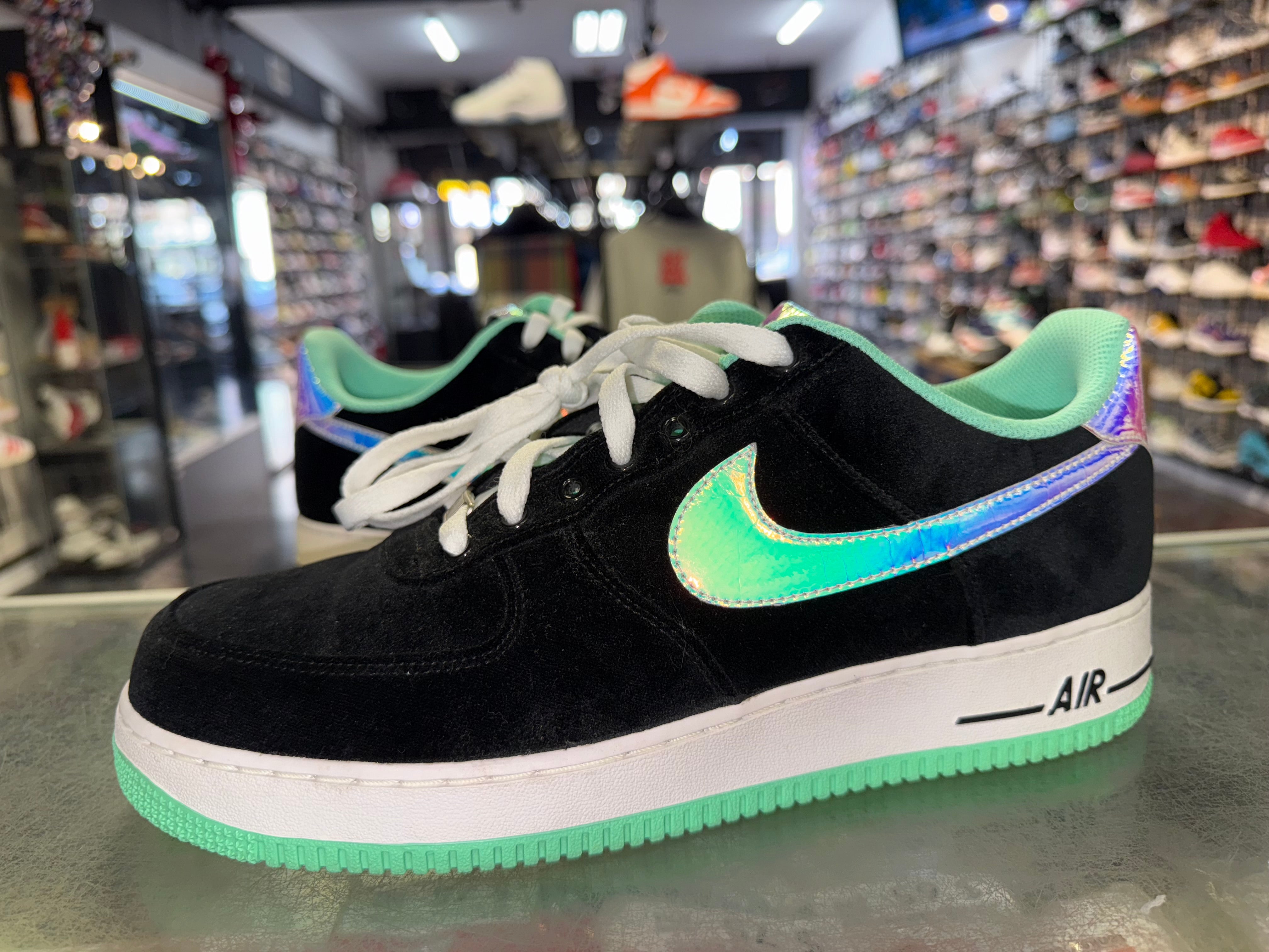 Size 11 Air Force 1 "Black Green Glow"