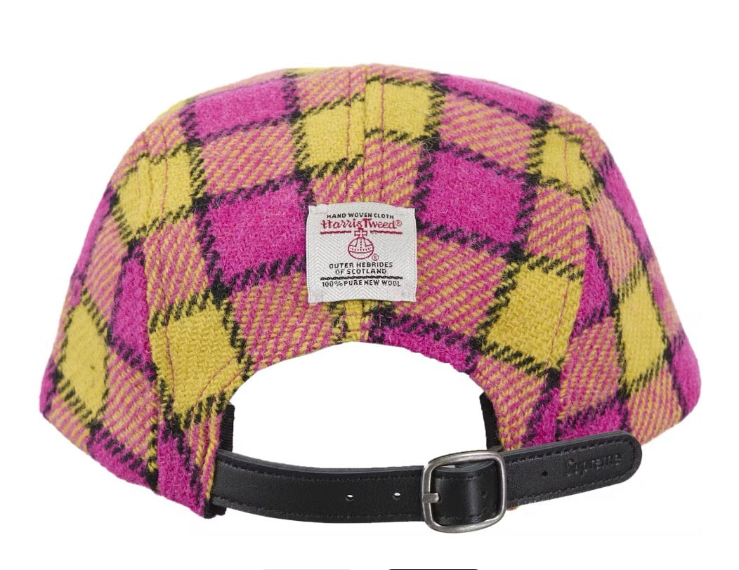Size OS Supreme Harris Tweed Camp Hat “Pink” Brand New