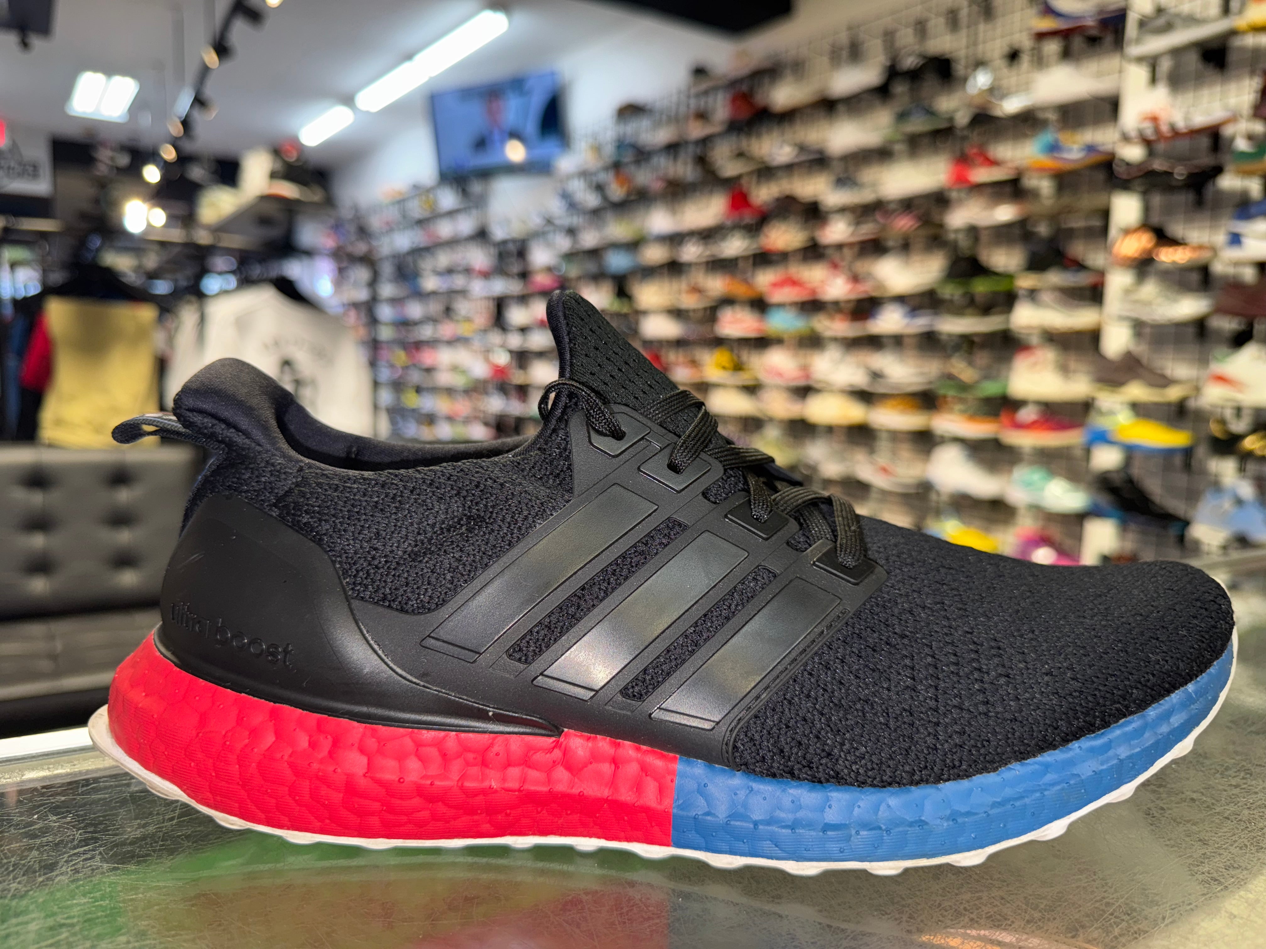 Size 9 Adidas Ultra Boost "Black Red Blue"