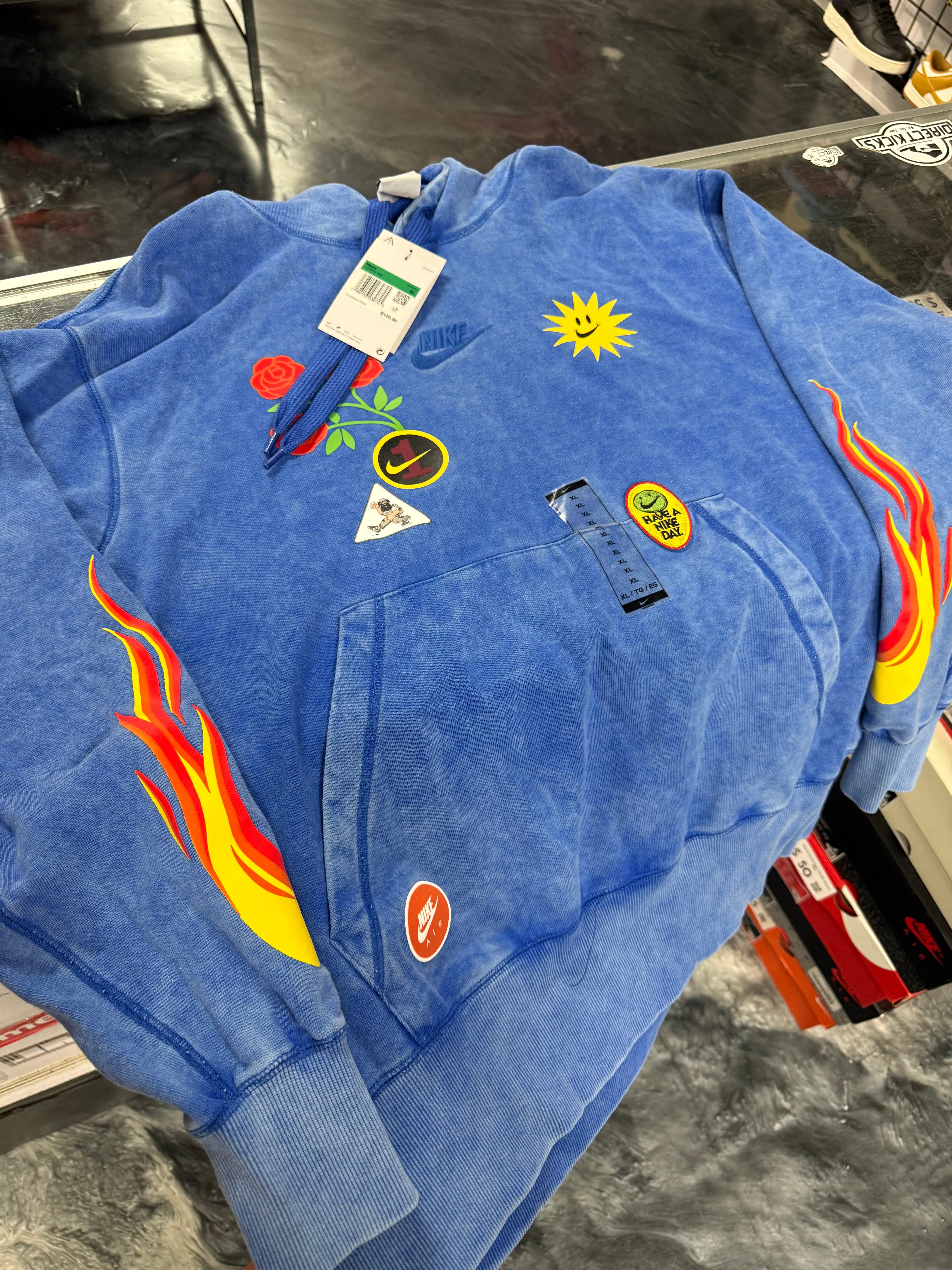 Size XL Nike Sportswear Multi Logo Hoodie “Blue” Brand New