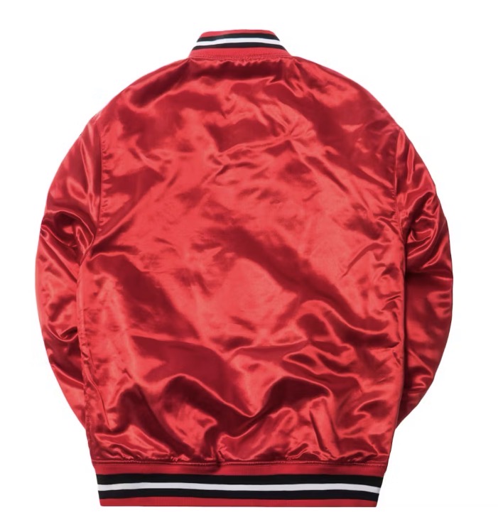 Size M Kith Mitchell & Ness Satin Bomber Jacket "Red"