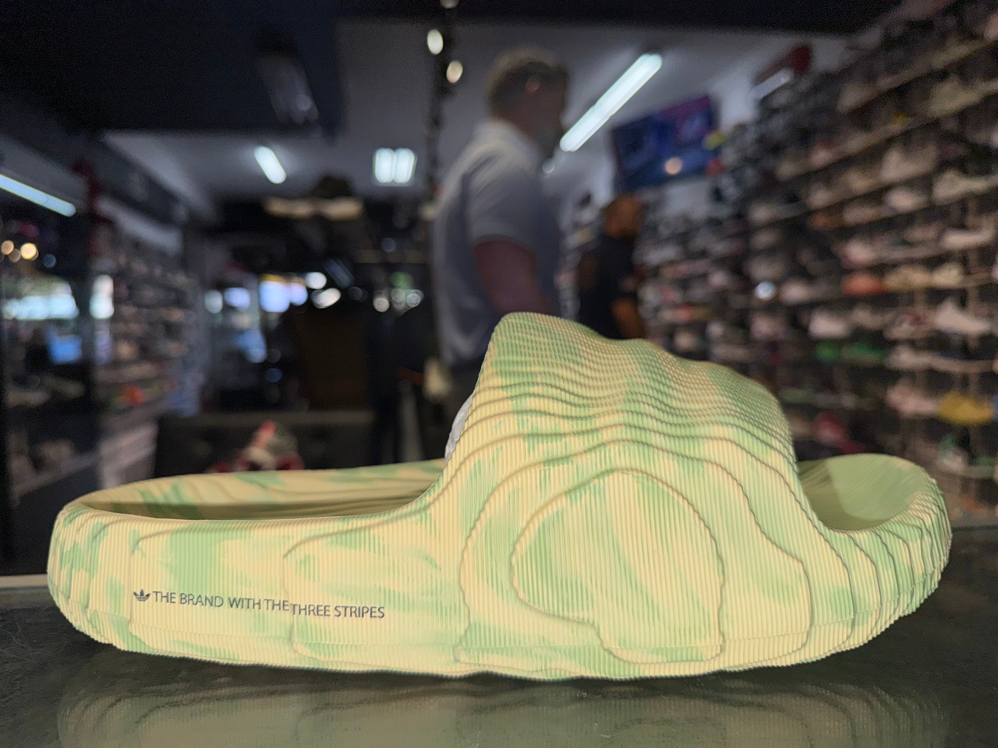 Size 9 Adidas Adilette 22 Slides "Magic Lime Desert Sand" Brand New