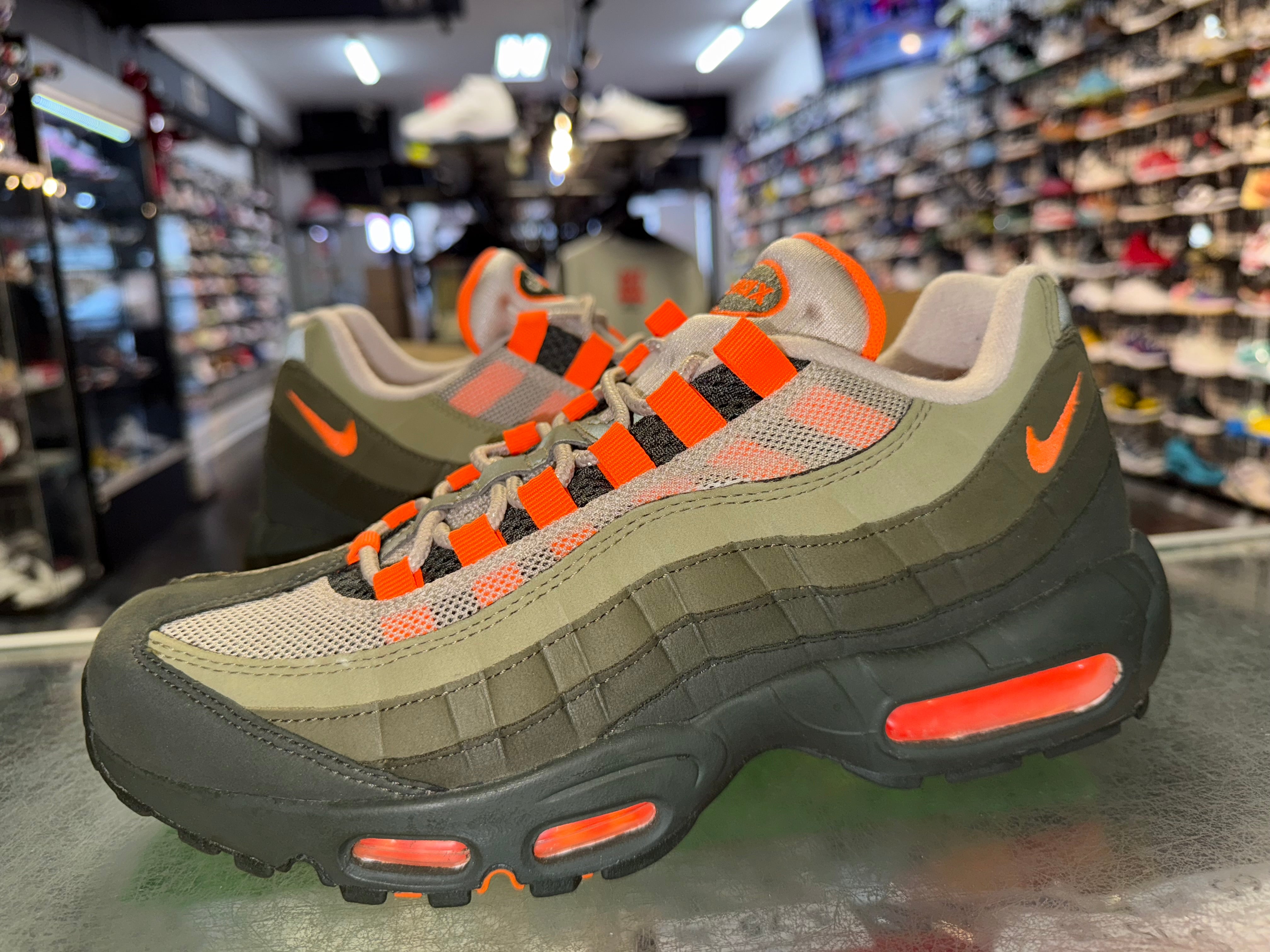 Size 9.5 Air Max 95 “Neutral Olive Total Orange”