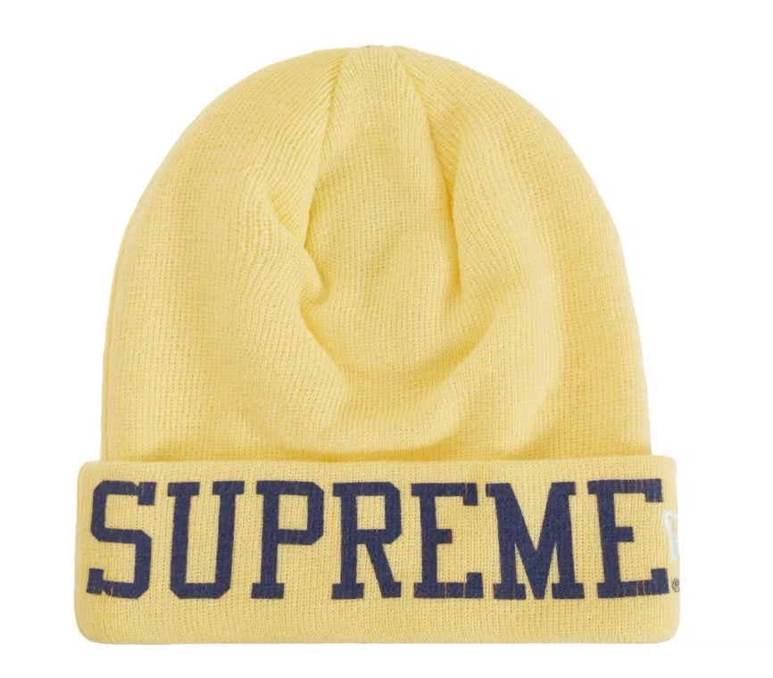 Size OS Supreme New Era Varsity Beanie “Yellow” Brand New