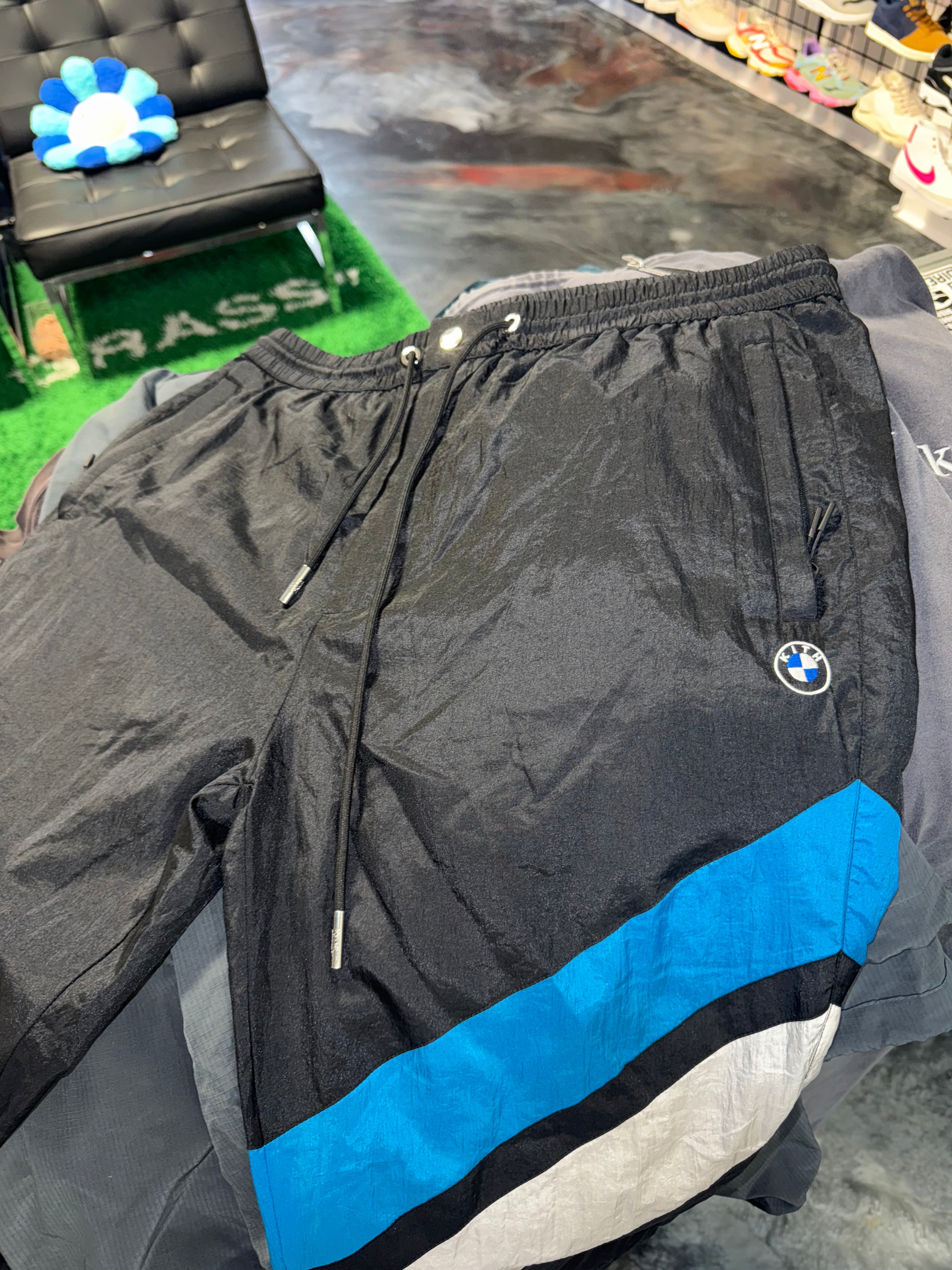 Size L Kith BMW Nylon Track Pants “Blue/Black”