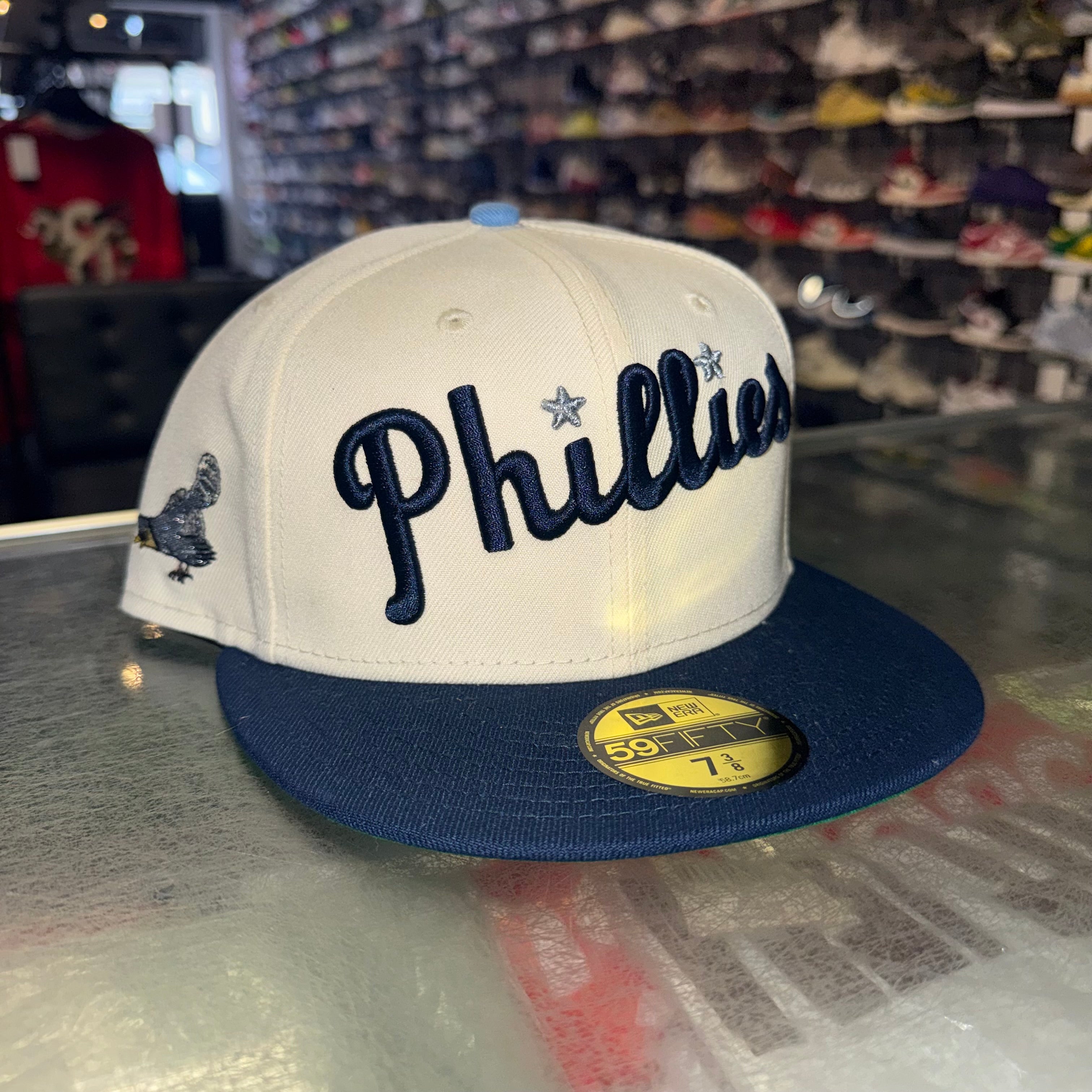 Size 7 3/8 New Era Fitted Hat “Phillies Navy/Cream” Brand New