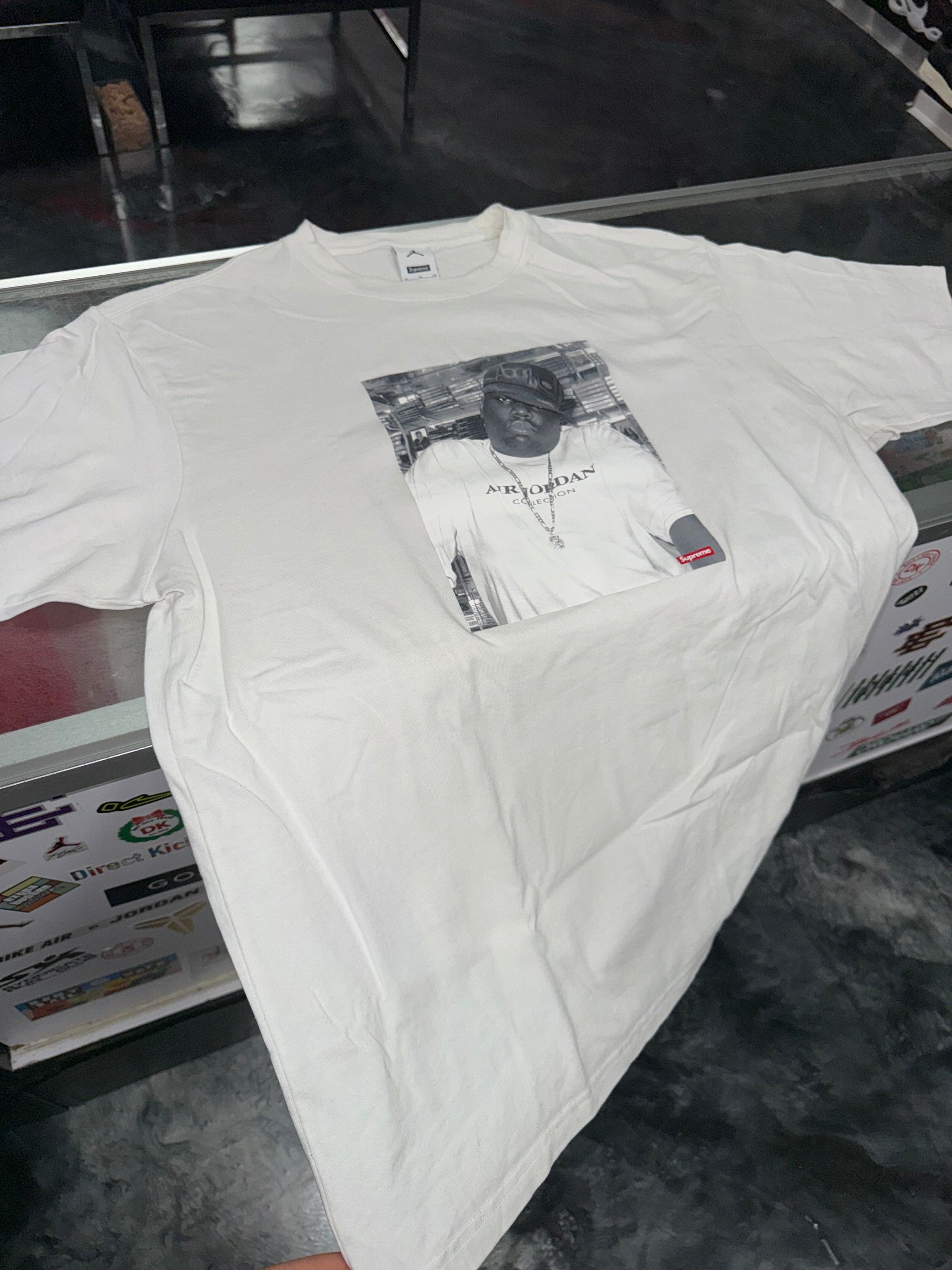 Size XL Supreme x Air Jordan Biggie Tee “White”