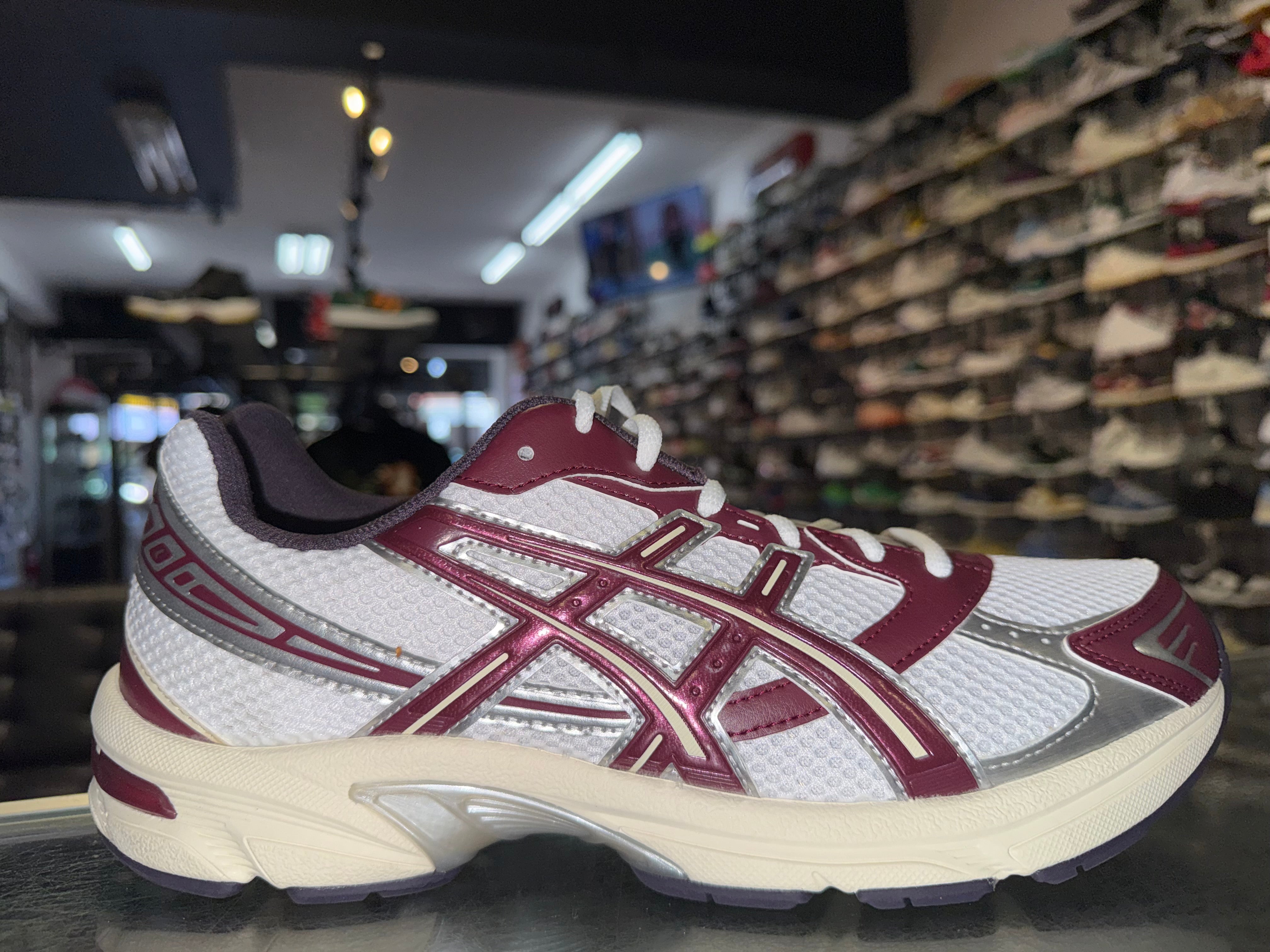 Size 10.5 Asics Gel-1130 "White Maroon Banner"