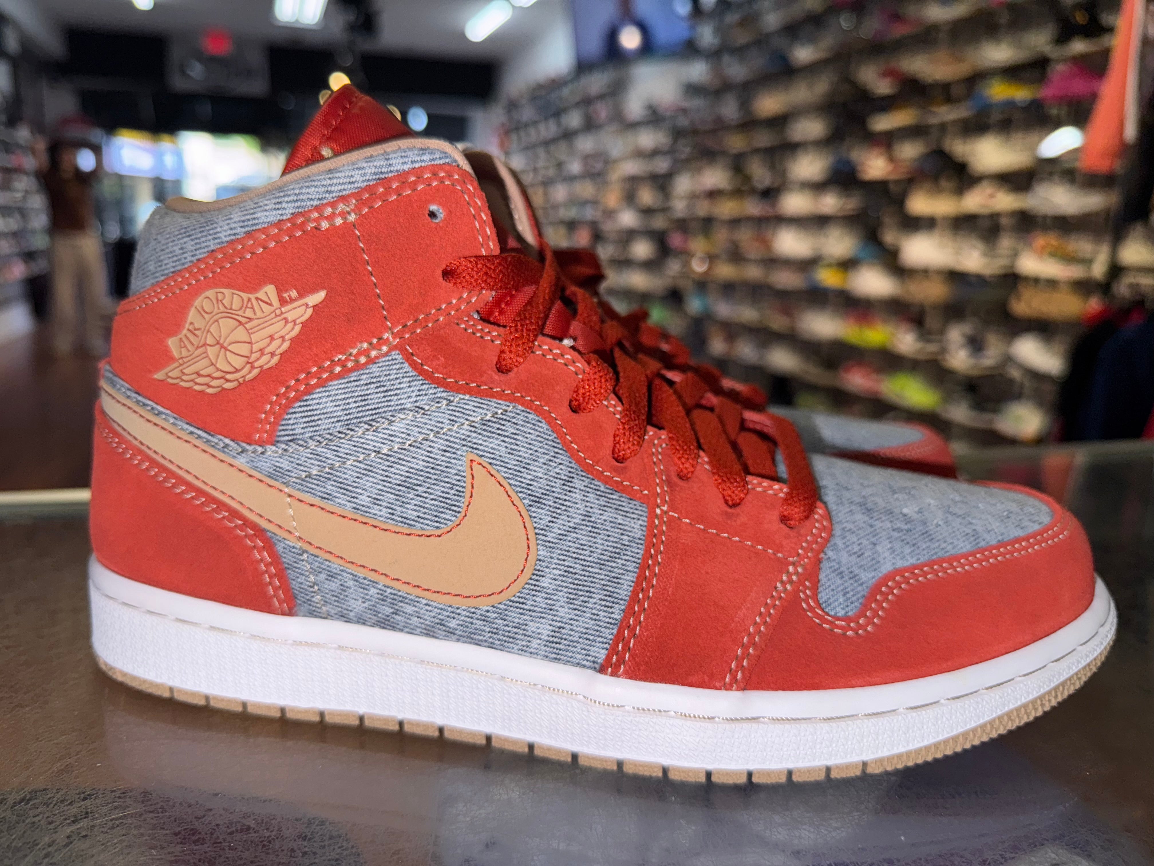 Size 9 Air Jordan 1 Mid "Denim Red"