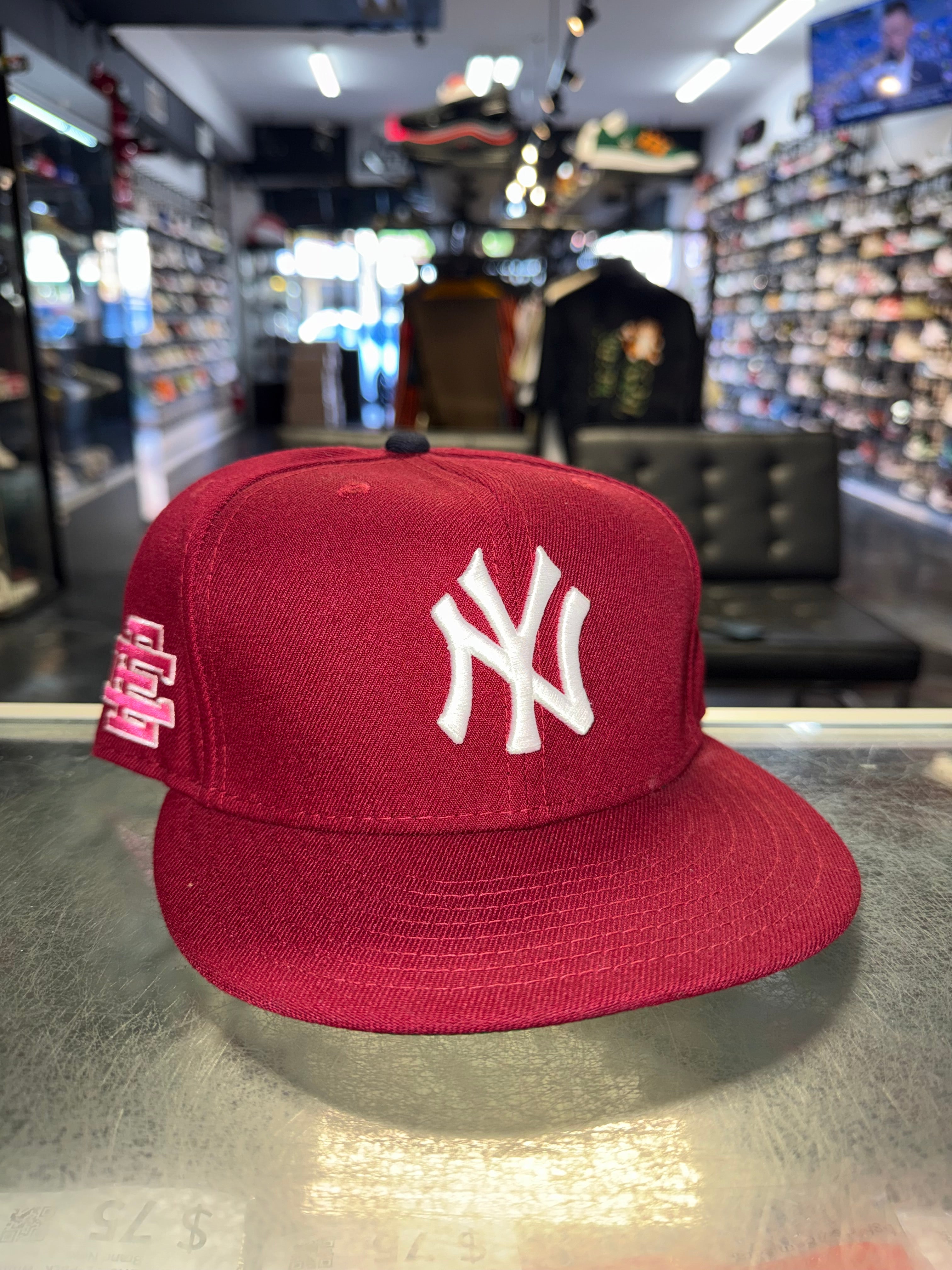 Size 7 1/8 Eric Emanuel New Era Yankee Fitted Hat “Maroon”